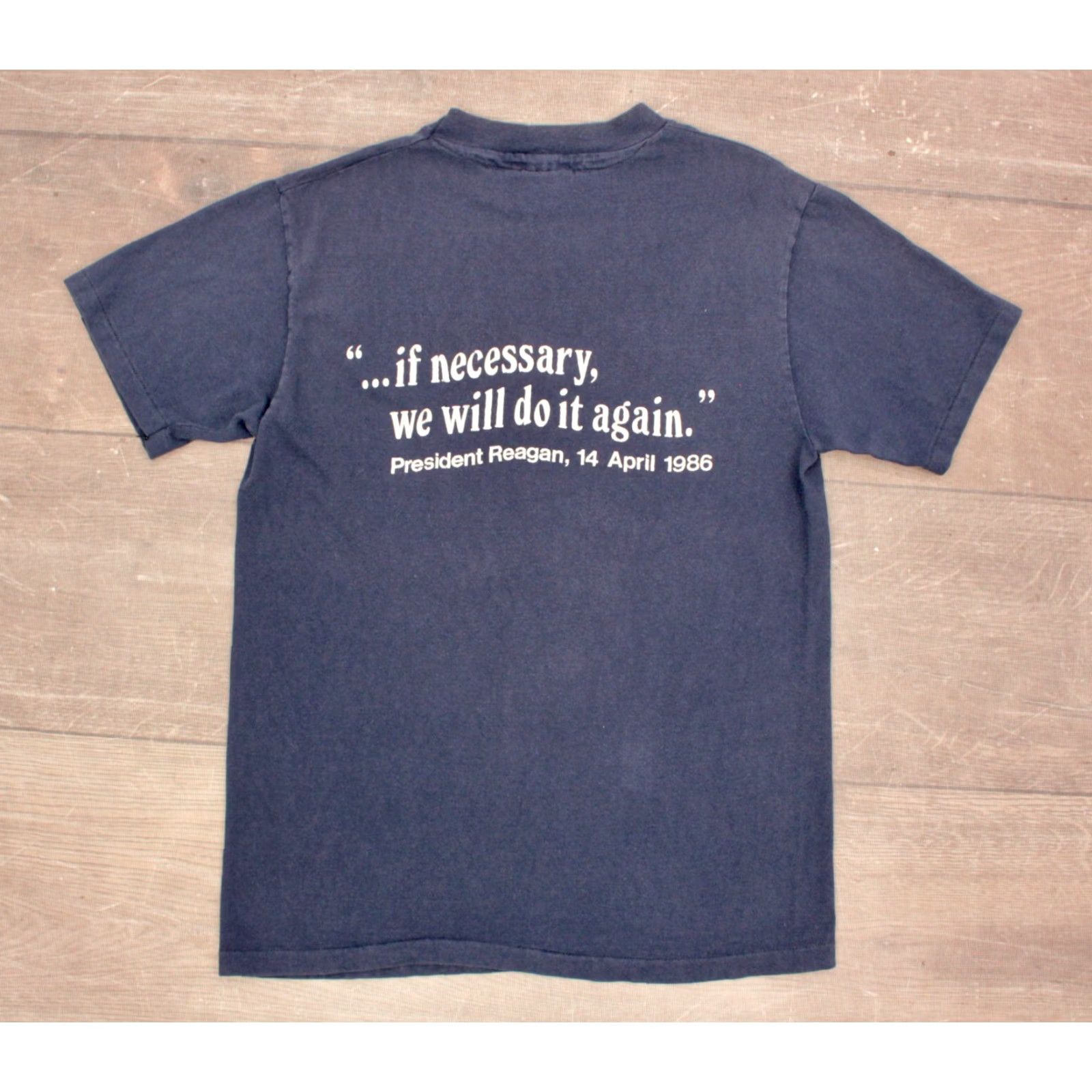 Hanes VTG 80s USAF F-111 Aardvark TShirt Khadafy 1980s Blue Hanes Cotton Graphic Tee Mens S/M Size Small Vintage TShirt Size US S / EU 44-46 / 1 - 2 Thumbnail