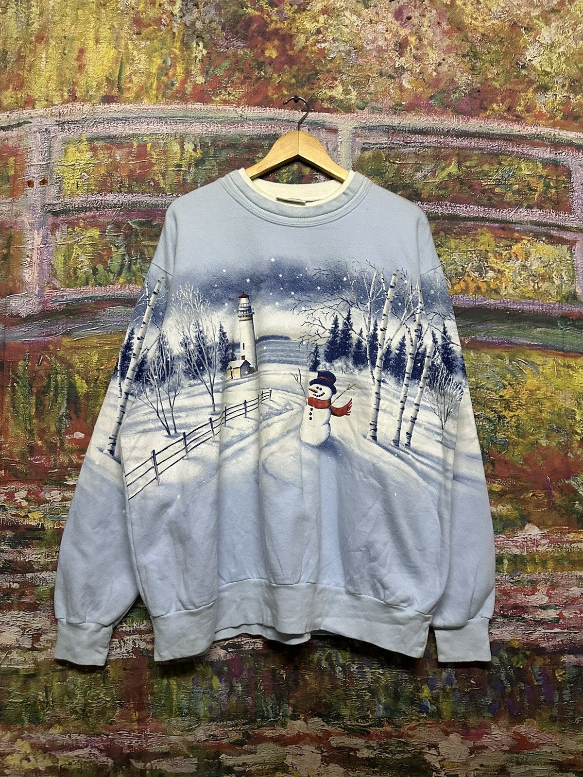Vintage Vintage 90’s Christmas Overprint sweatshirt Size US XL / EU 56 / 4 - 1 Thumbnail