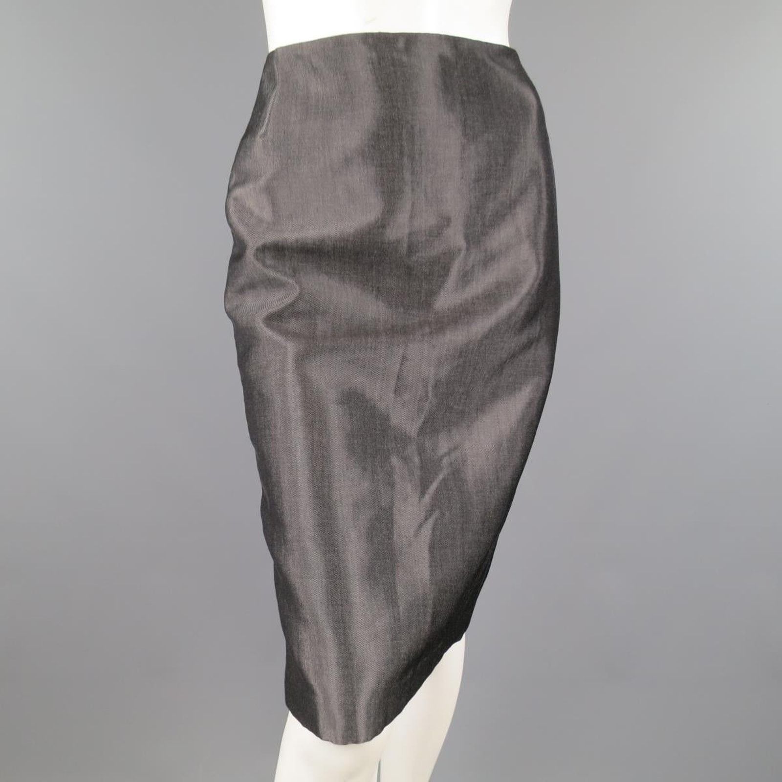 Ralph Lauren RALPH LAUREN Size 4 Metallic Wool Blend Denim Pencil Skirt Size 27" / US 4 / IT 40 - 1 Thumbnail