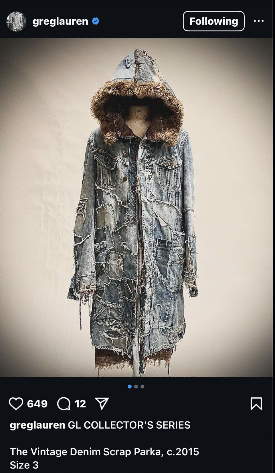 Greg Lauren 🚨The GL GRAIL🚨 FW17 Vintage Denim Parka Size US L / EU 52-54 / 3 - 14 Thumbnail