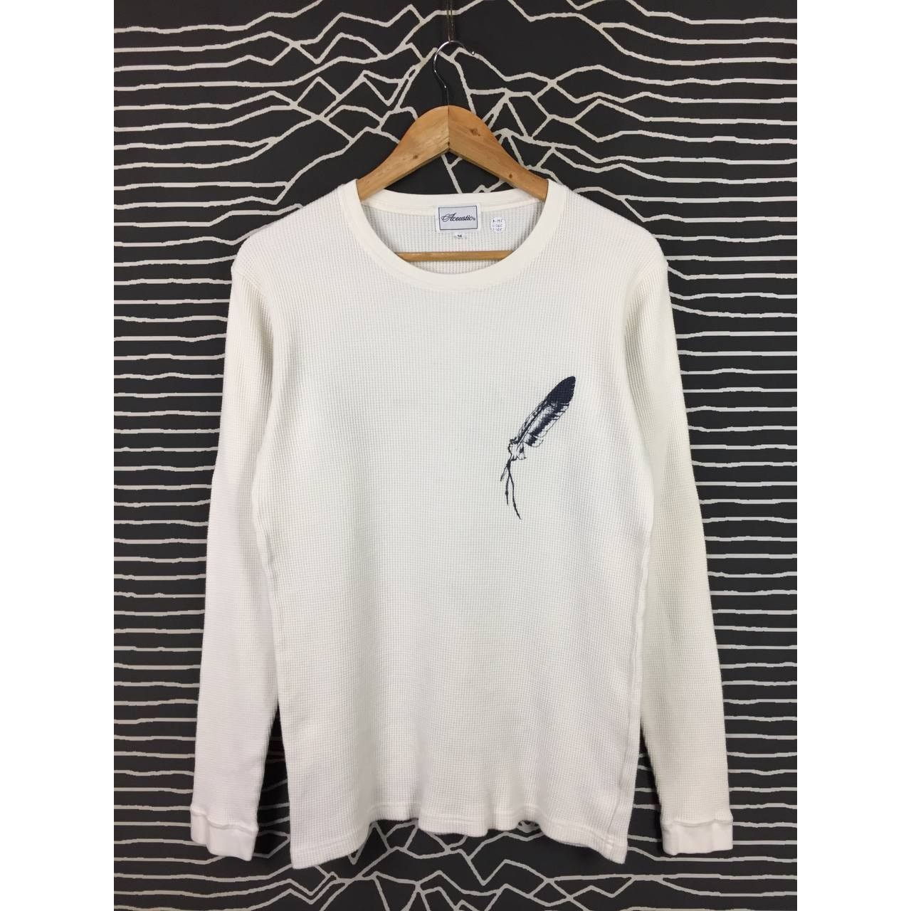 Japanese Brand × Vintage Acoustic Feather Graphic Waffle Knit Longsleeve Tee Size US M / EU 48-50 / 2 - 1 Thumbnail