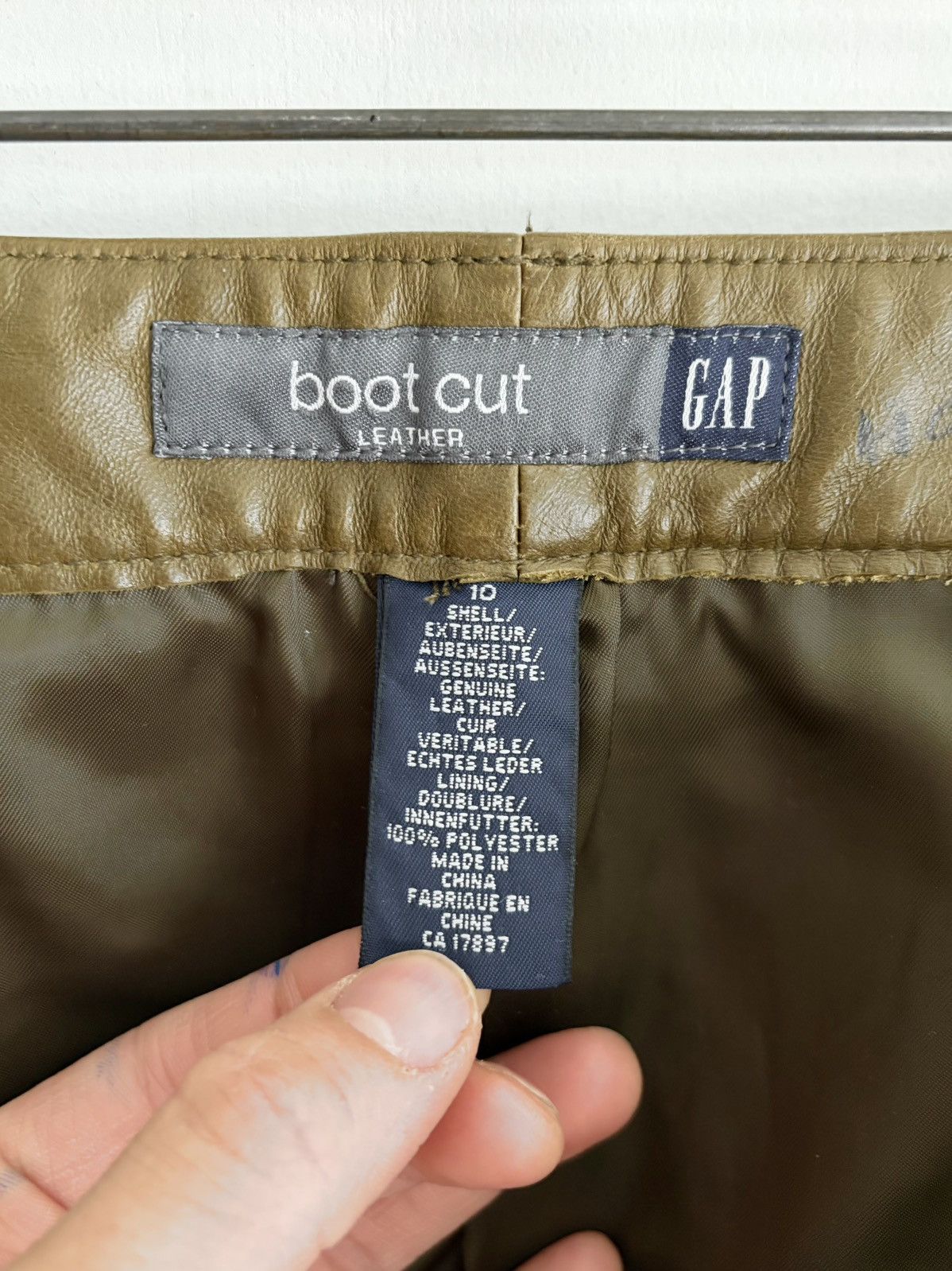 Gap 2000s Gap Moss Green Full Real Leather Boot Cut Pants Size US 30 / EU 46 - 5 Thumbnail