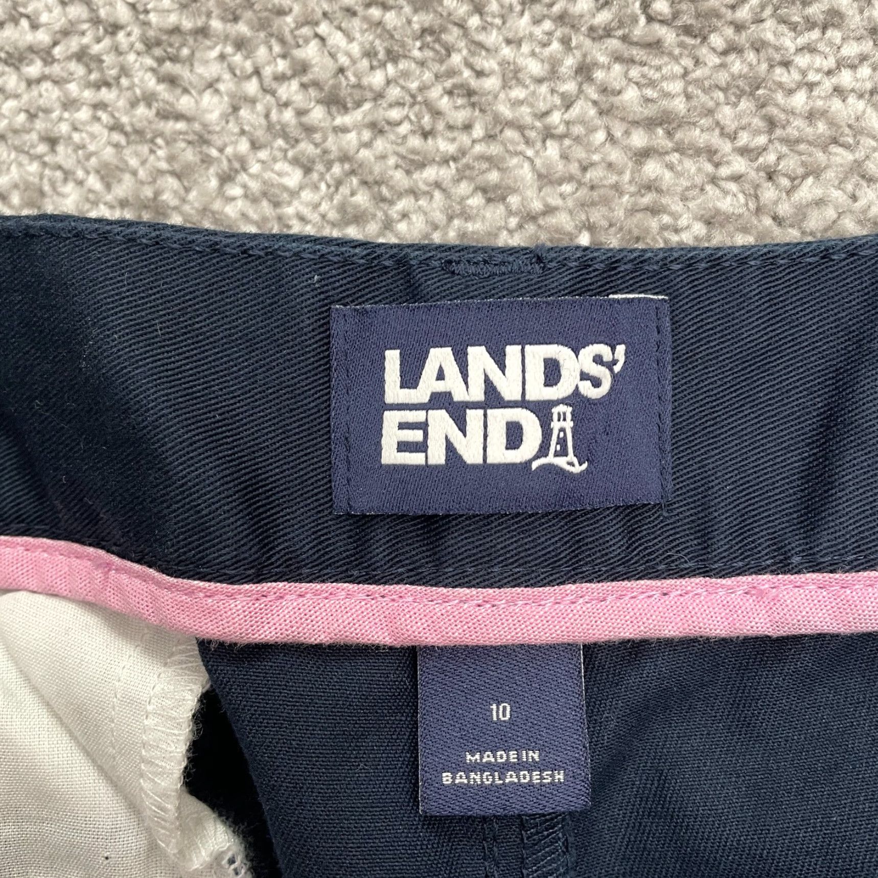 Lands' End Lands' End Women Chino Shorts 10 Navy Blue Mid Rise 33x11 Cotton Polyester Solid Causal/Travel Size 32" / US 10 / IT 46 - 5 Thumbnail