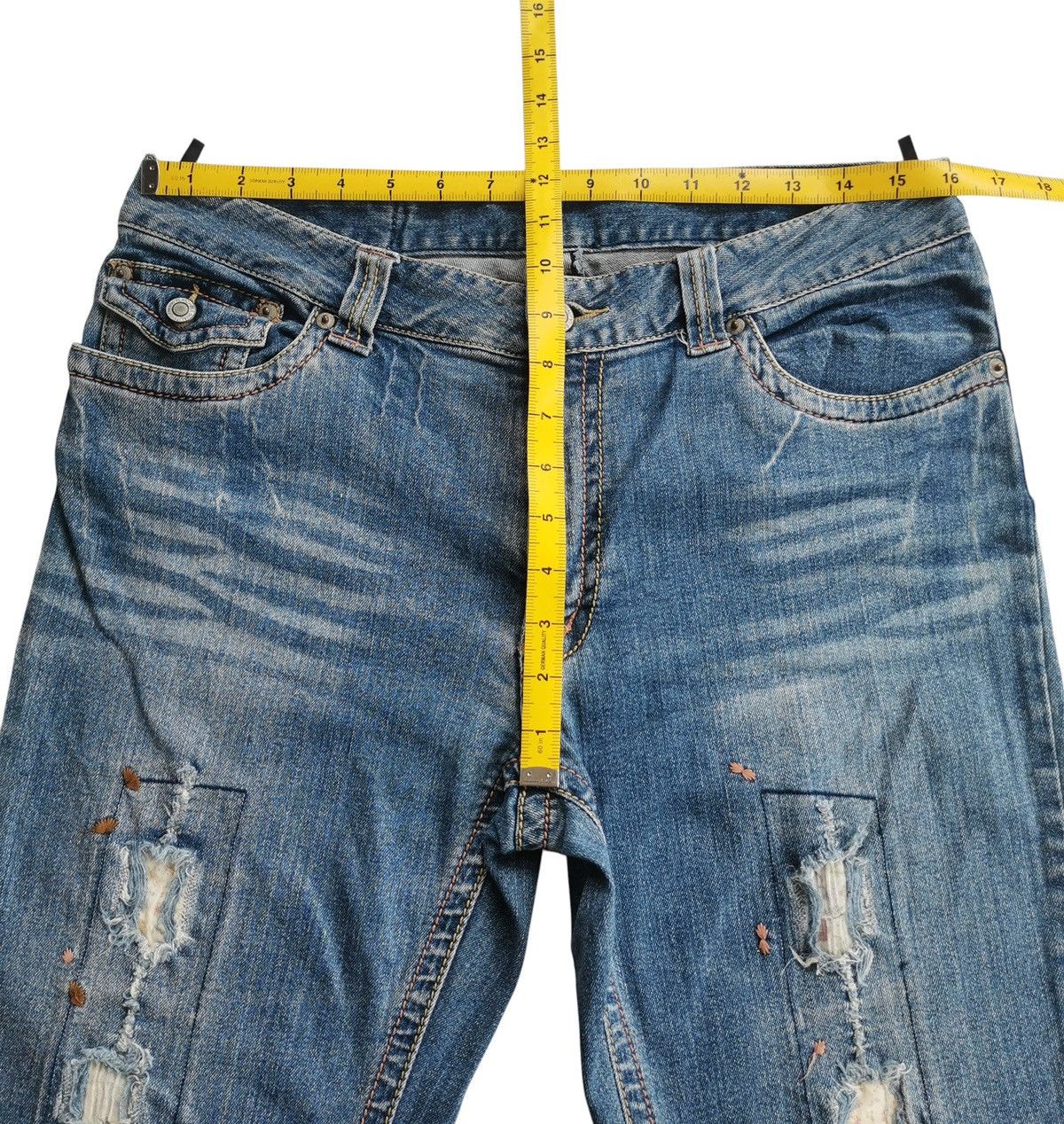 Japanese Brand Playchess Patchwork Flared Jeans Like If Six Was Nine Size US 32 / EU 48 - 9 Thumbnail