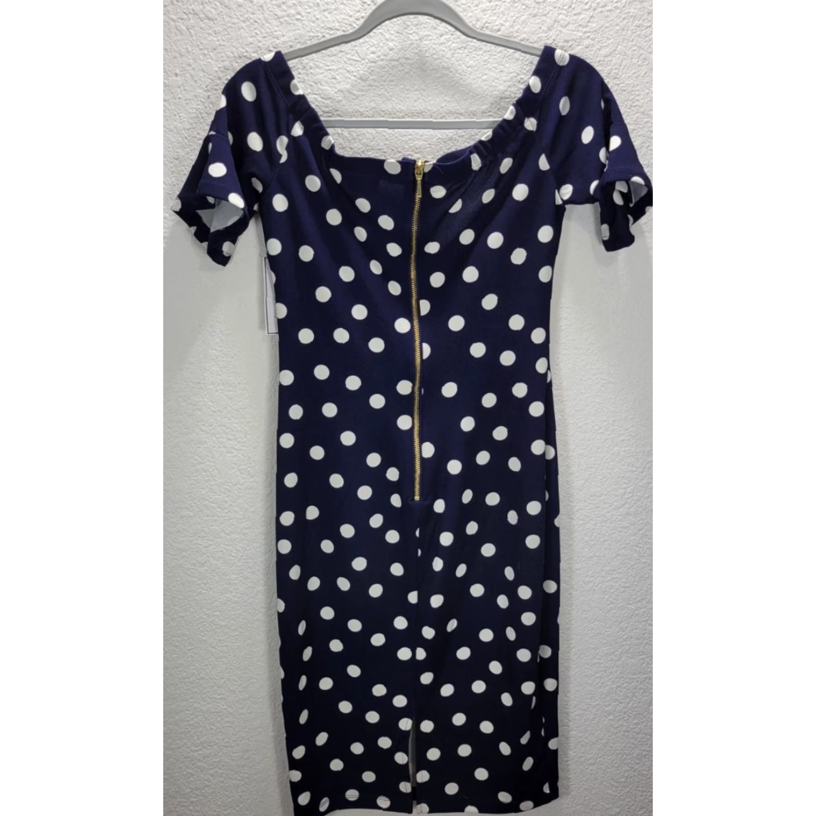 Vintage Premier Amour Blue White Polka Dot Bodycon Dress Formal Cocktail Sz 4 NWT Size S / US 4 / IT 40 - 6 Thumbnail