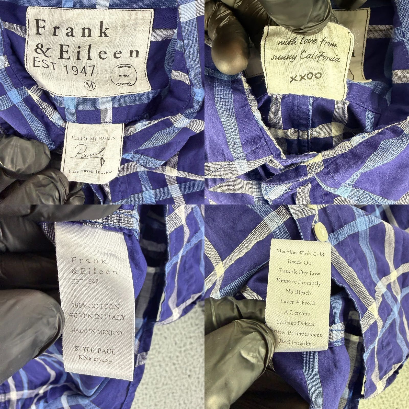 Frank & Eileen Frank & Eileen Paul Button-Up Shirt Mens Medium Blue Plaid Long Sleeve Cotton Size US M / EU 48-50 / 2 - 8 Thumbnail