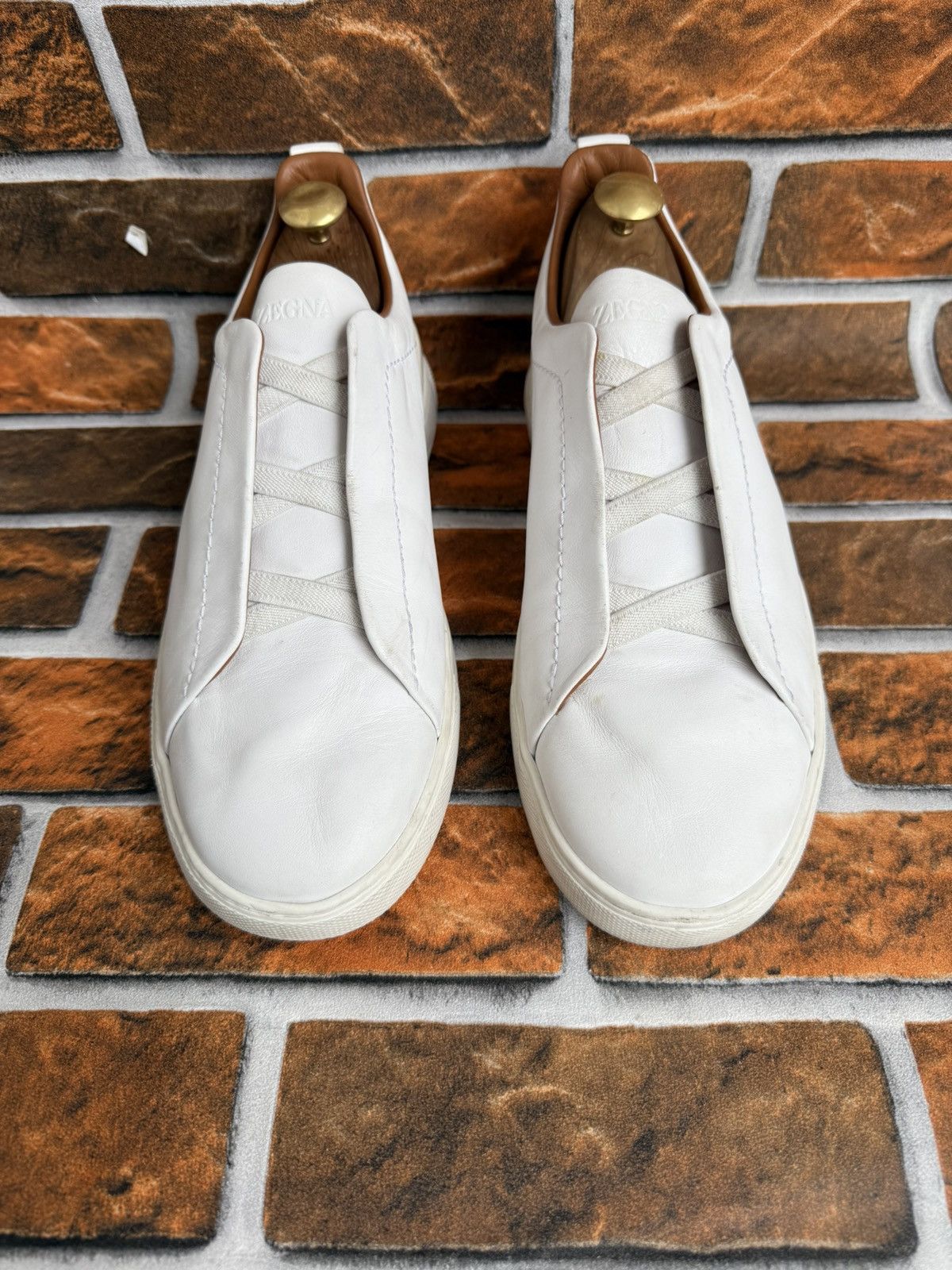 Ermenegildo Zegna Triple stitch leather trainers Size US 8 / EU 41 - 4 Thumbnail