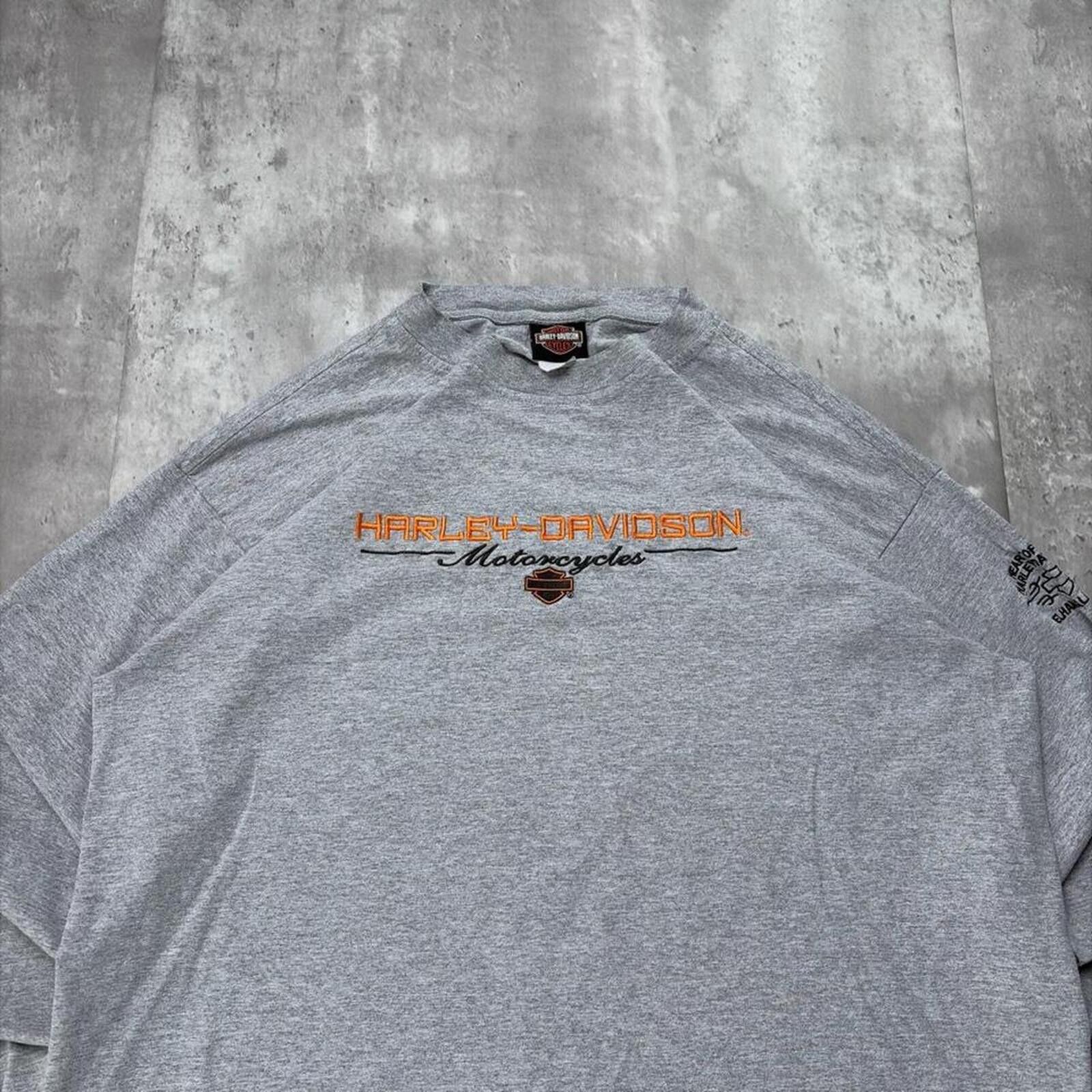 Harley Davidson Vintage Grey Harley Davidson Grunge Biker Long Sleeve Shirt Size US XL / EU 56 / 4 - 3 Thumbnail