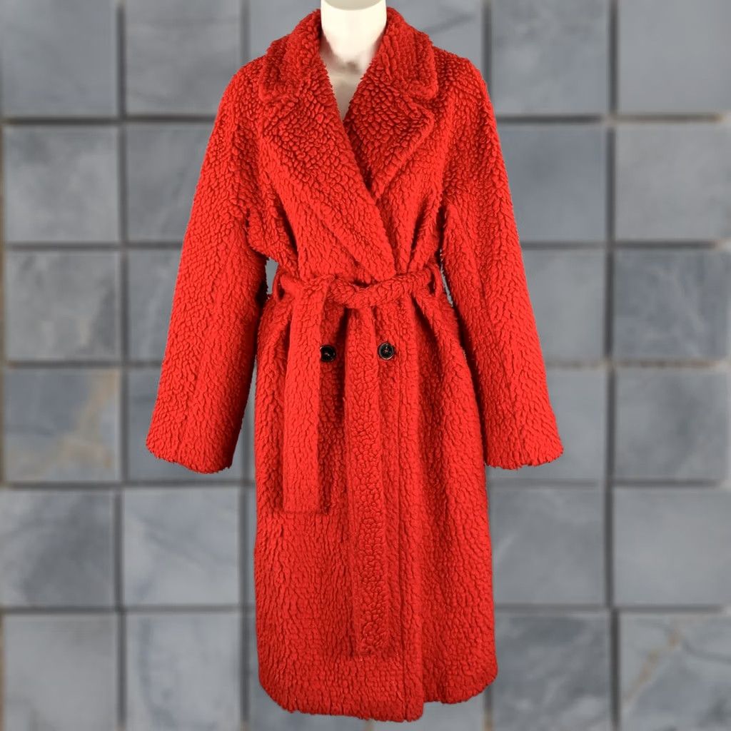Stella McCartney STELLA McCARTNEY Coat Red Not Listed Textured Faux Fur Notch Lapel Size M Women Wool Italy Size M / US 6-8 / IT 42-44 - 1 Thumbnail