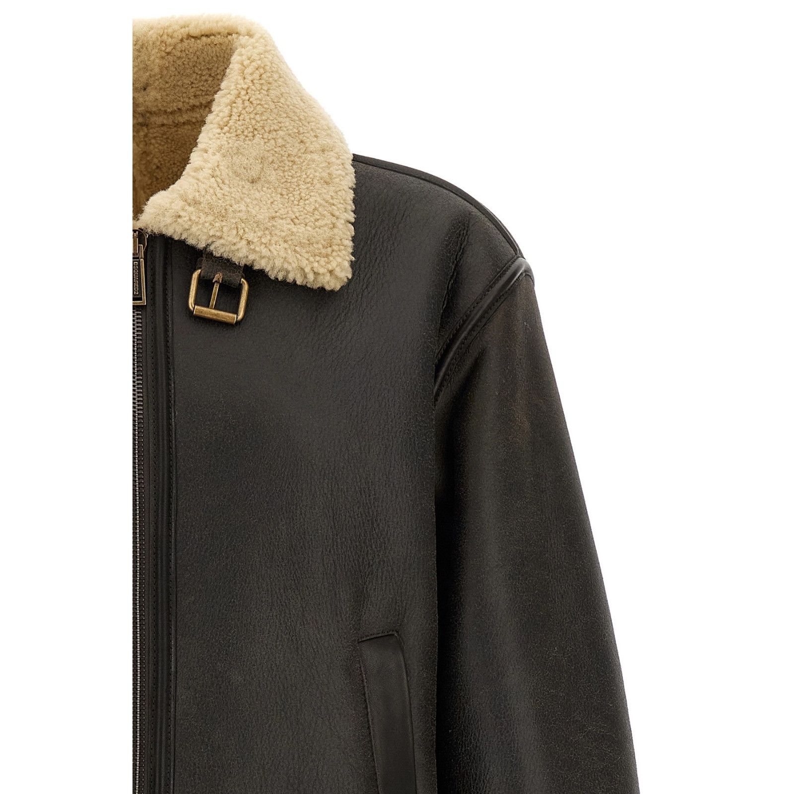 Dsquared2 DSQUARED2 Aviator Brown Leather Jacket New & Authentic (Men' Size US L / EU 52-54 / 3 - 3 Thumbnail