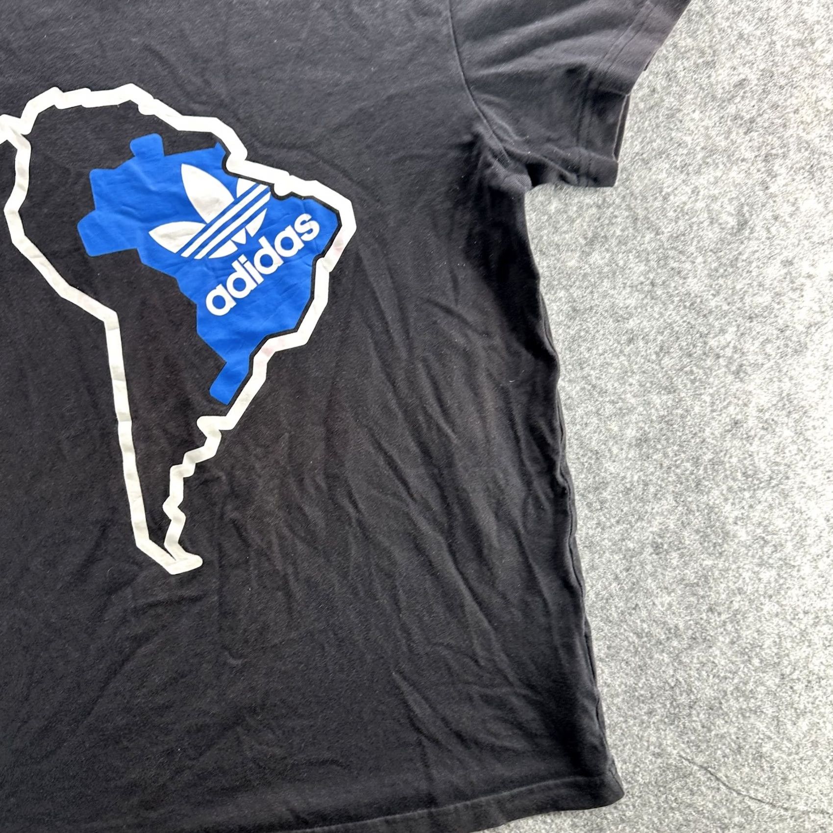 Adidas Adidas Shirt Small Mens Black Blue Trefoil South America Map Graphic Tee Classic Size US S / EU 44-46 / 1 - 5 Thumbnail
