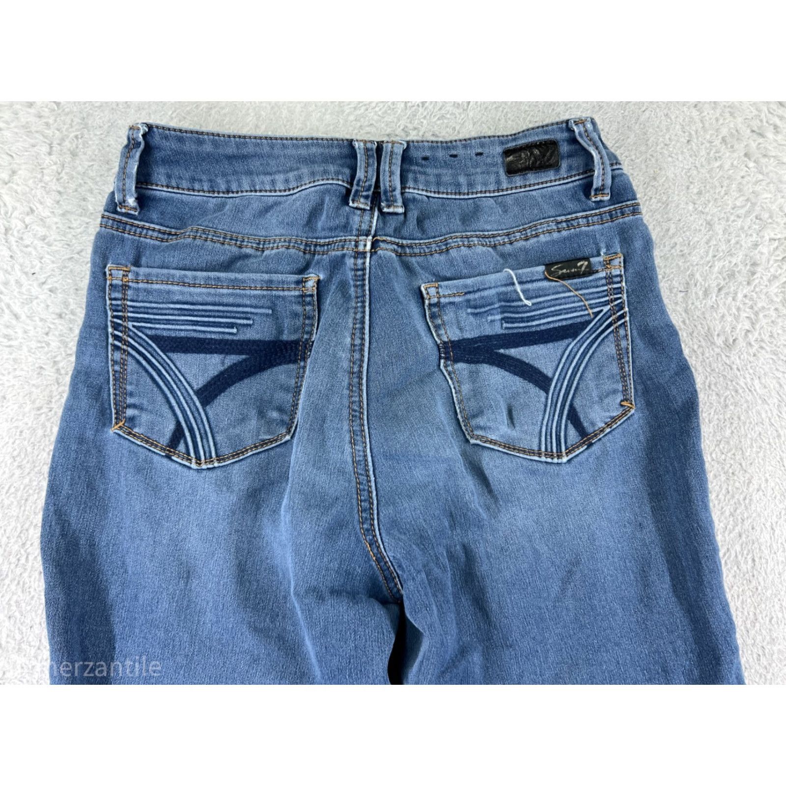 Vintage Seven7 Jeans Womens Jeans Mid Rise Blue Denim Skinny Cotton Blend Embroidered 4 Size 27" / US 4 / IT 40 - 3 Thumbnail