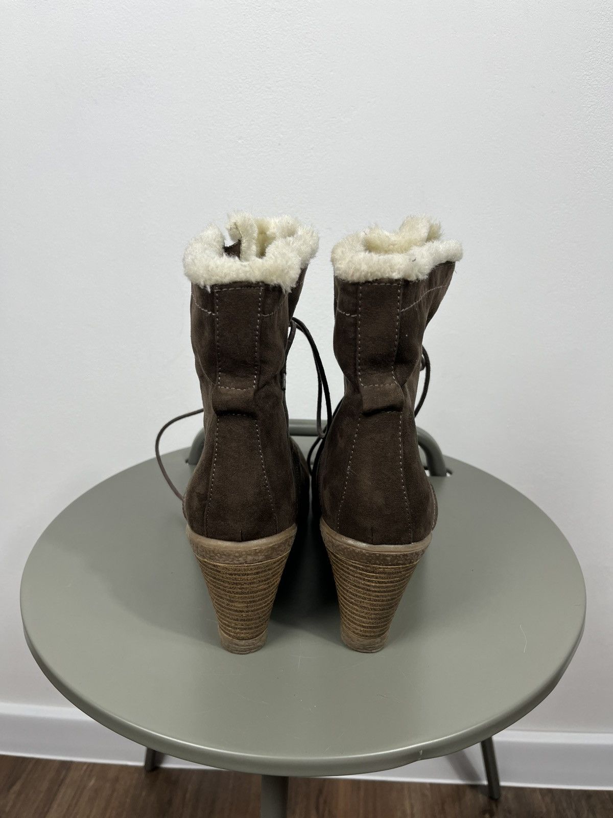 Other Graceland Brown Suede Wedge Ankle Boots Faux Fur EU 39 Size US 8 / IT 38 - 6 Thumbnail
