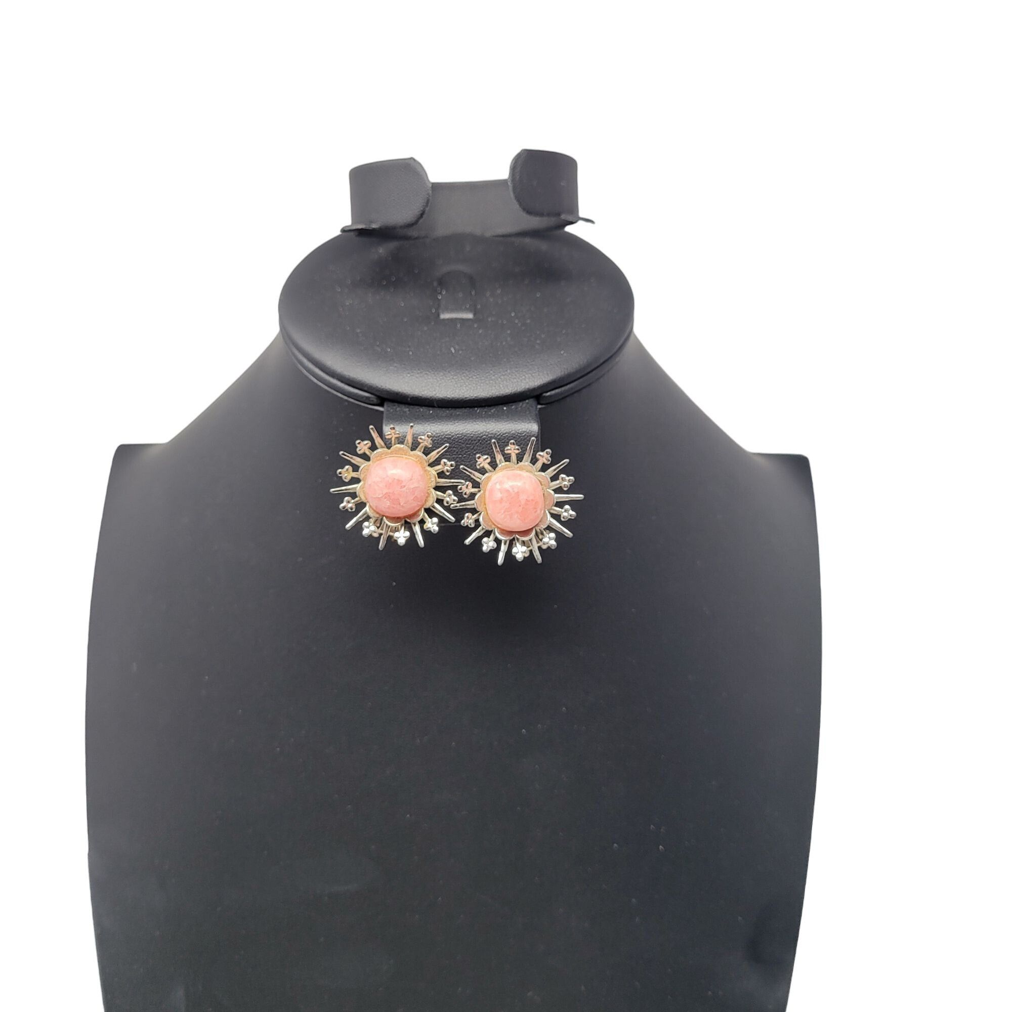 Vintage Vintage 60s Pink Quartz Sunburst Satellite Clip-On Earrings Size ONE SIZE - 4 Thumbnail