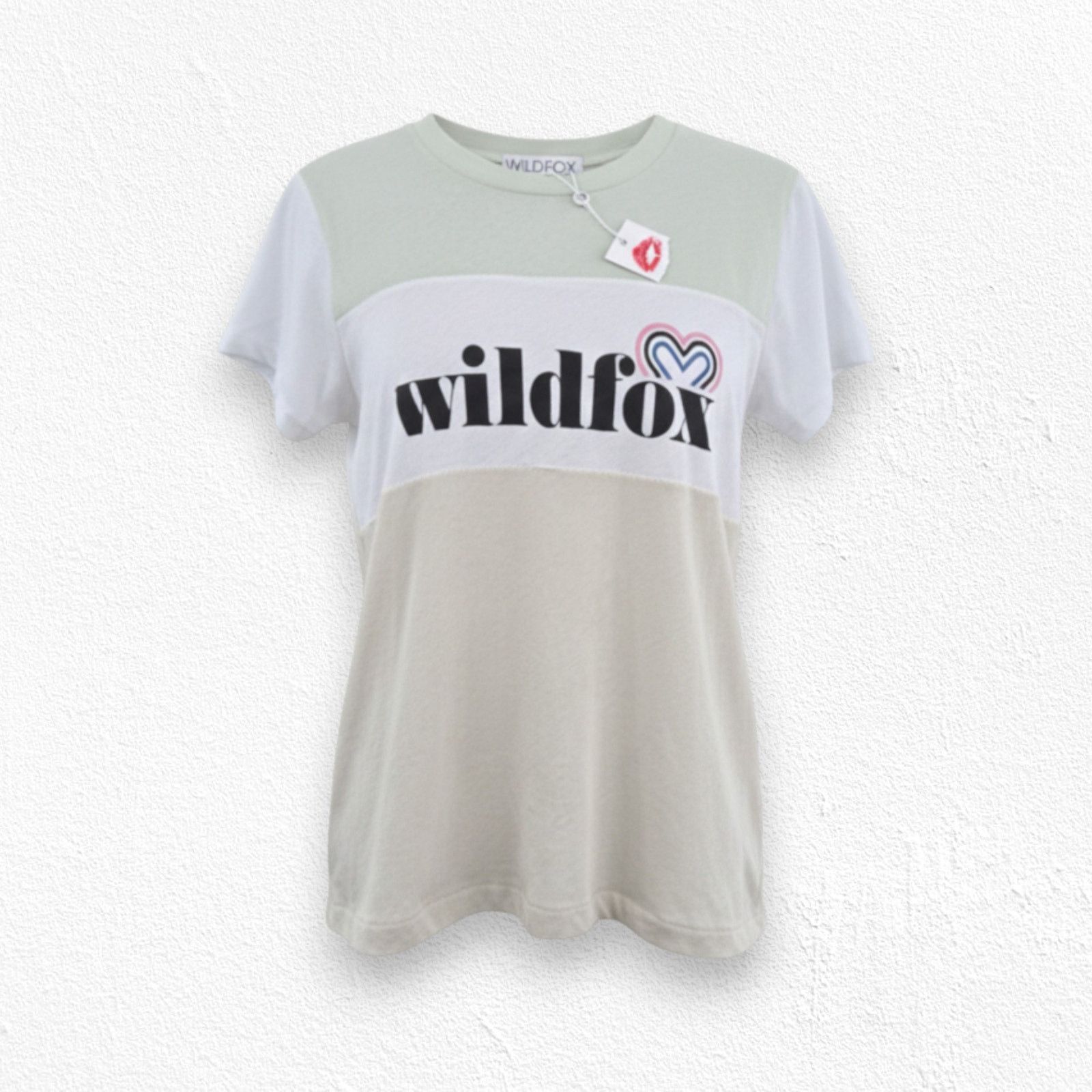 Wildfox Wildfox Colorblock Heart Logo Semi-Sheer T-Shirt Size XS Size XS / US 0-2 / IT 36-38 - 1 Thumbnail
