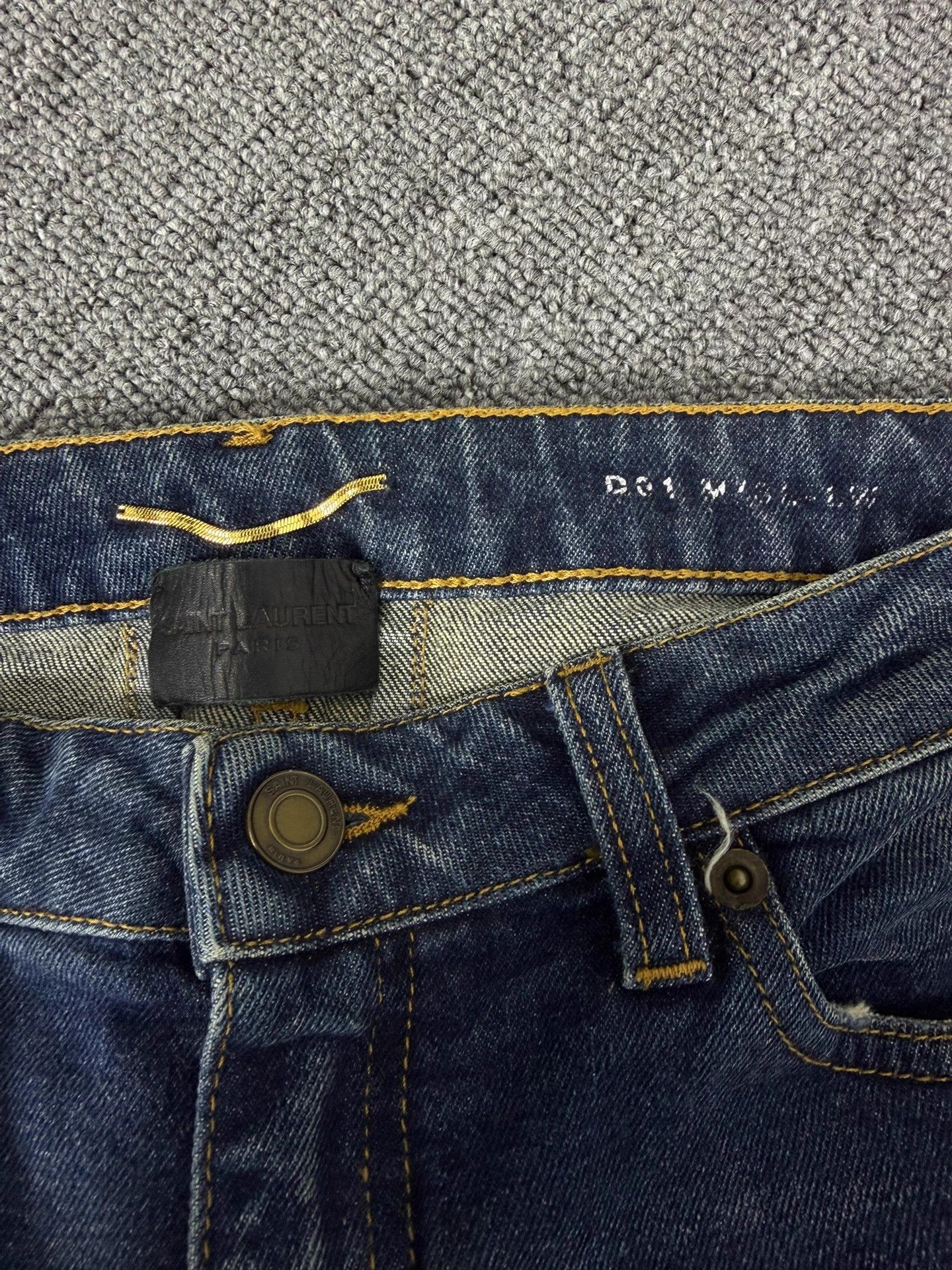 Saint Laurent Paris SLP16FW D01 Navy Blue Cat Paw Wash Jeans 27 Size US 27 - 5 Thumbnail