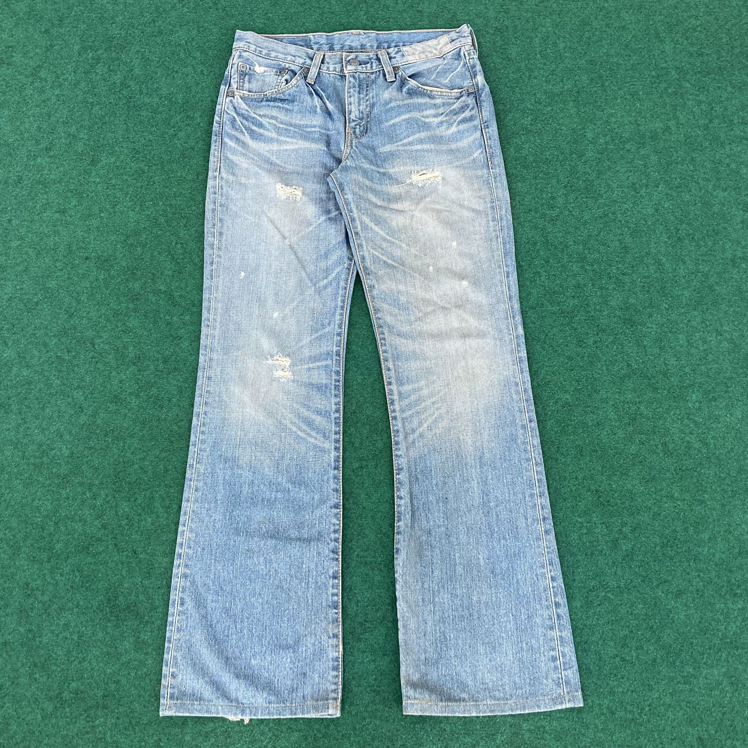 Levi's × Vintage Vtg Levis 517 Ripped Denim Bootcut Flared Sz 29 Jeans Size US 29 - 1 Thumbnail