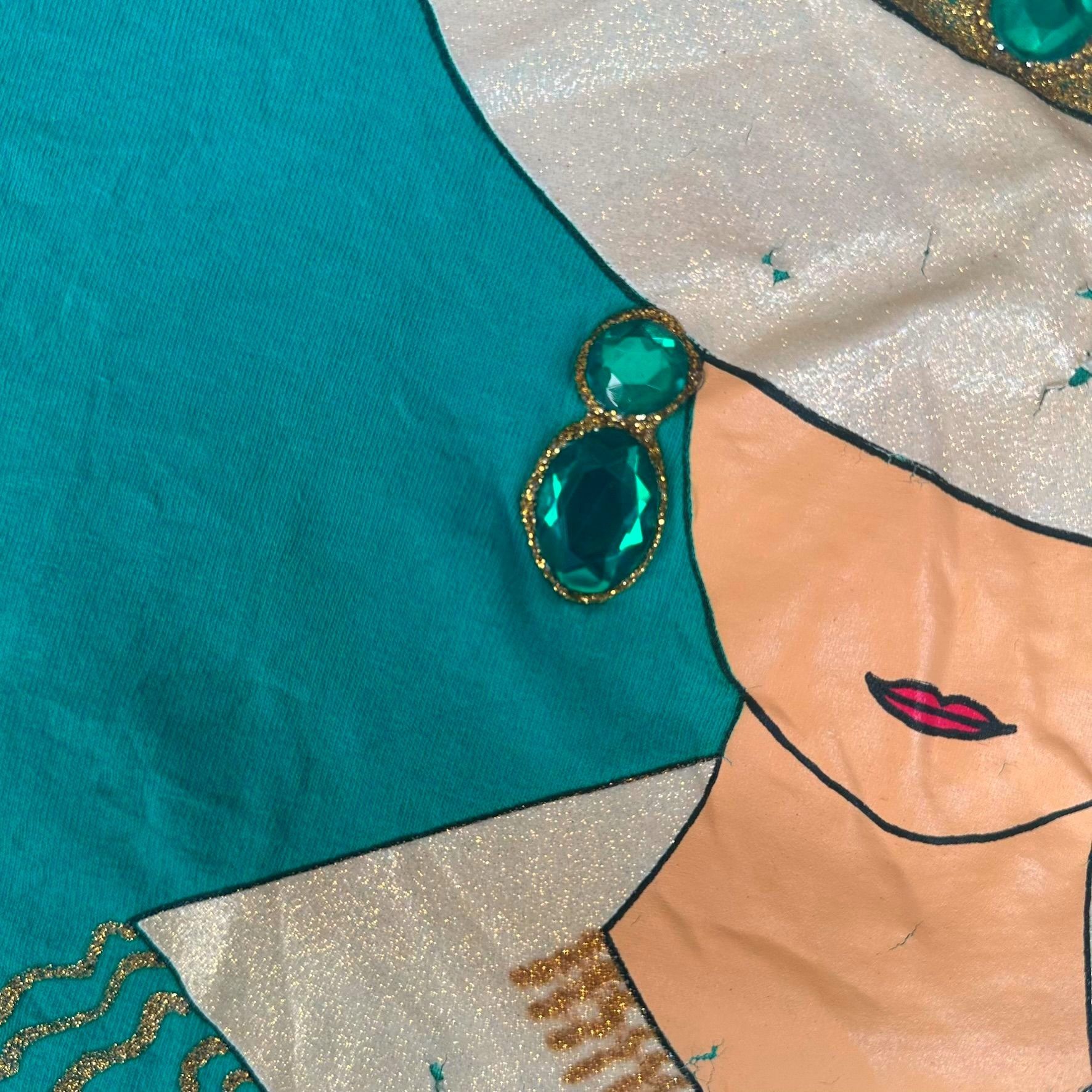 Vintage Vintage 90s Cowgirl Jeweled T-Shirt Turquoise L Single Stitc Size US L / EU 52-54 / 3 - 3 Thumbnail