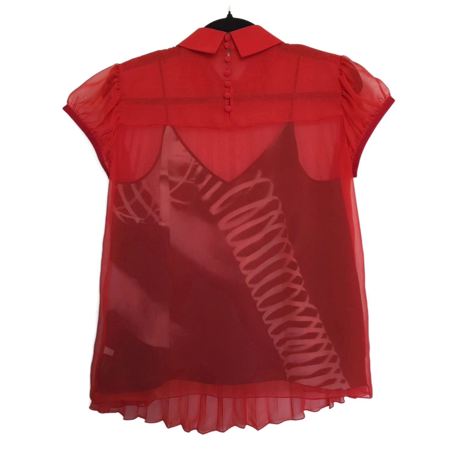 Schiaparelli Schiaparelli Double-layer Silk Crêpe Red Blouse, Size 38F Size XS / US 0-2 / IT 36-38 - 4 Thumbnail