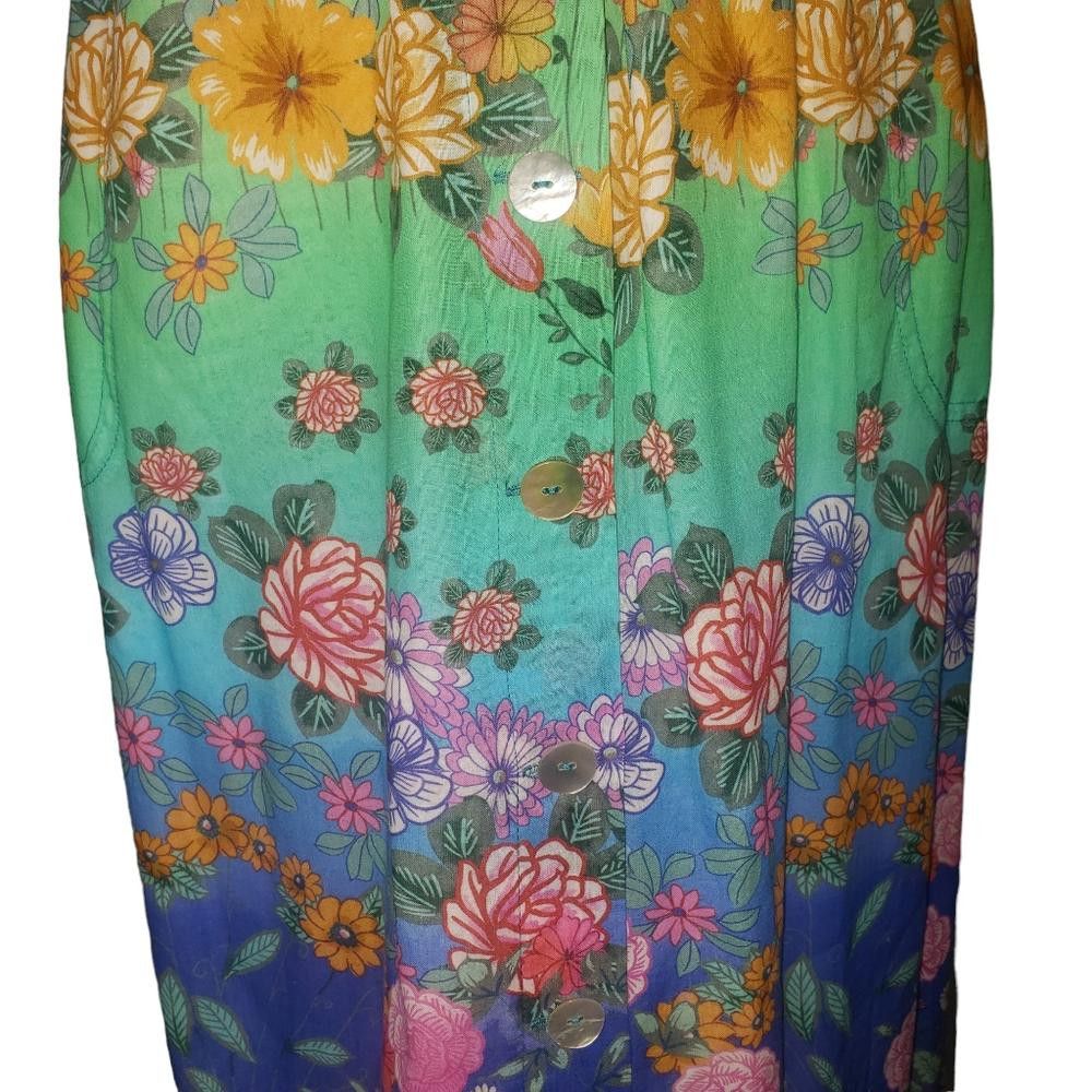 Designer CT552 Johnny Was Rainbow Field Paper bag Boho Midi Skirt M Size 32" / US 10 / IT 46 - 3 Thumbnail