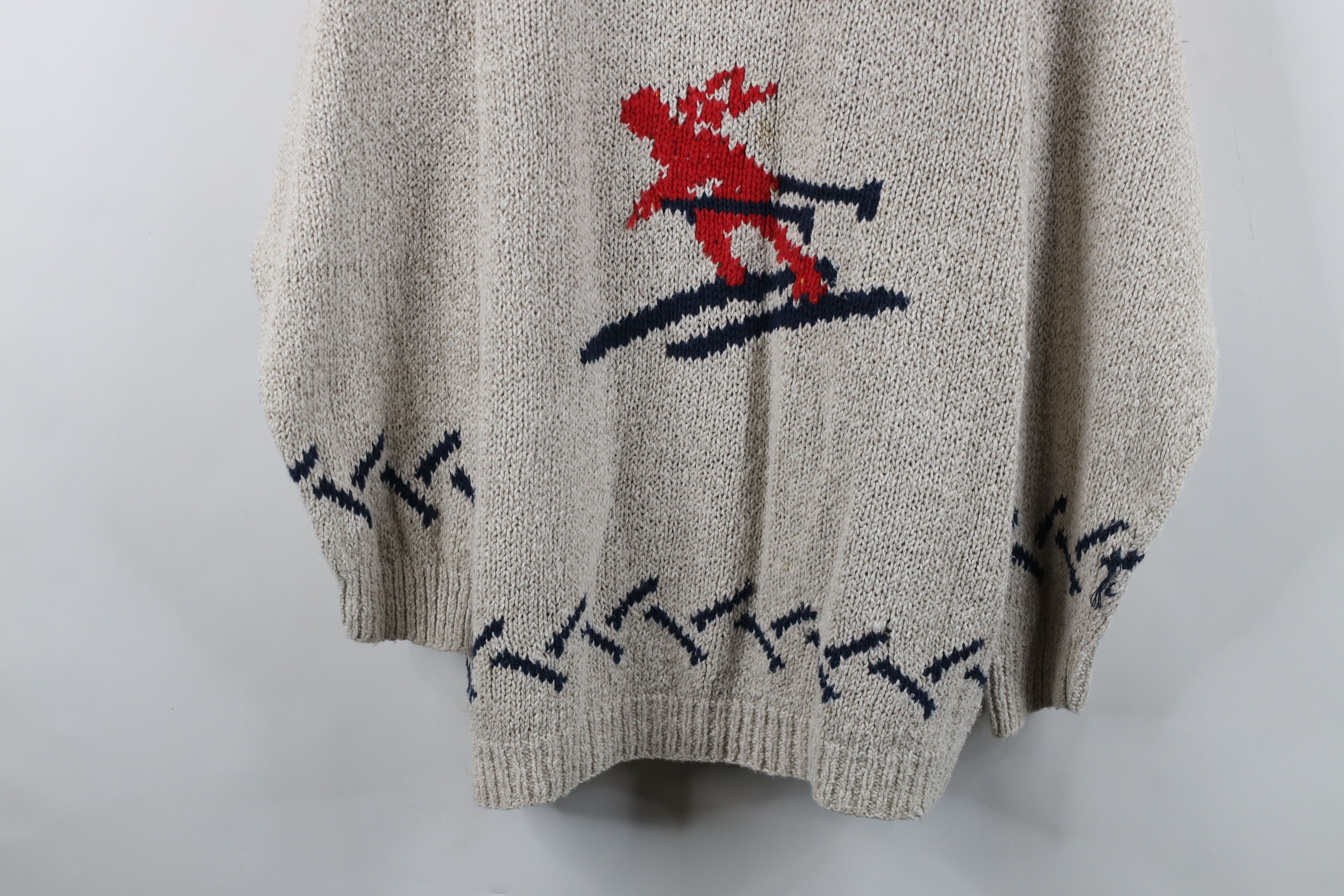Vintage Vintage 90s Streetwear Hand Knit Christmas Ski Sweater Size XXL / US 16-18 / IT 52-54 - 3 Thumbnail