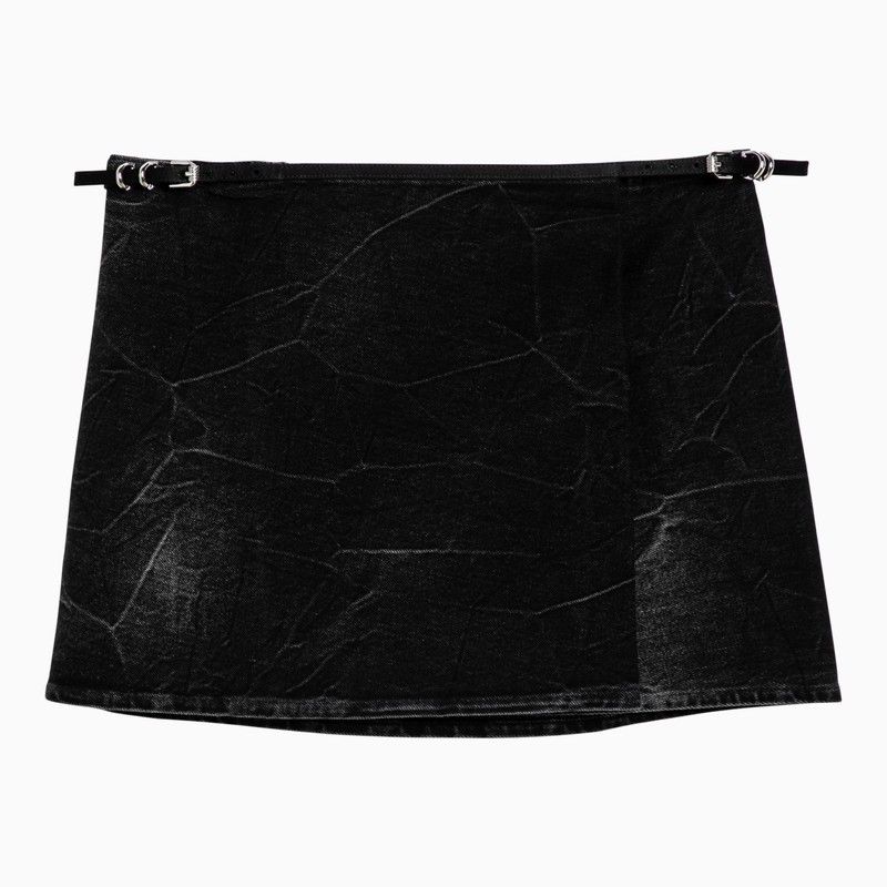 image of Givenchy Voyou Black Denim Wrap Skirt, Women's (Size 26)