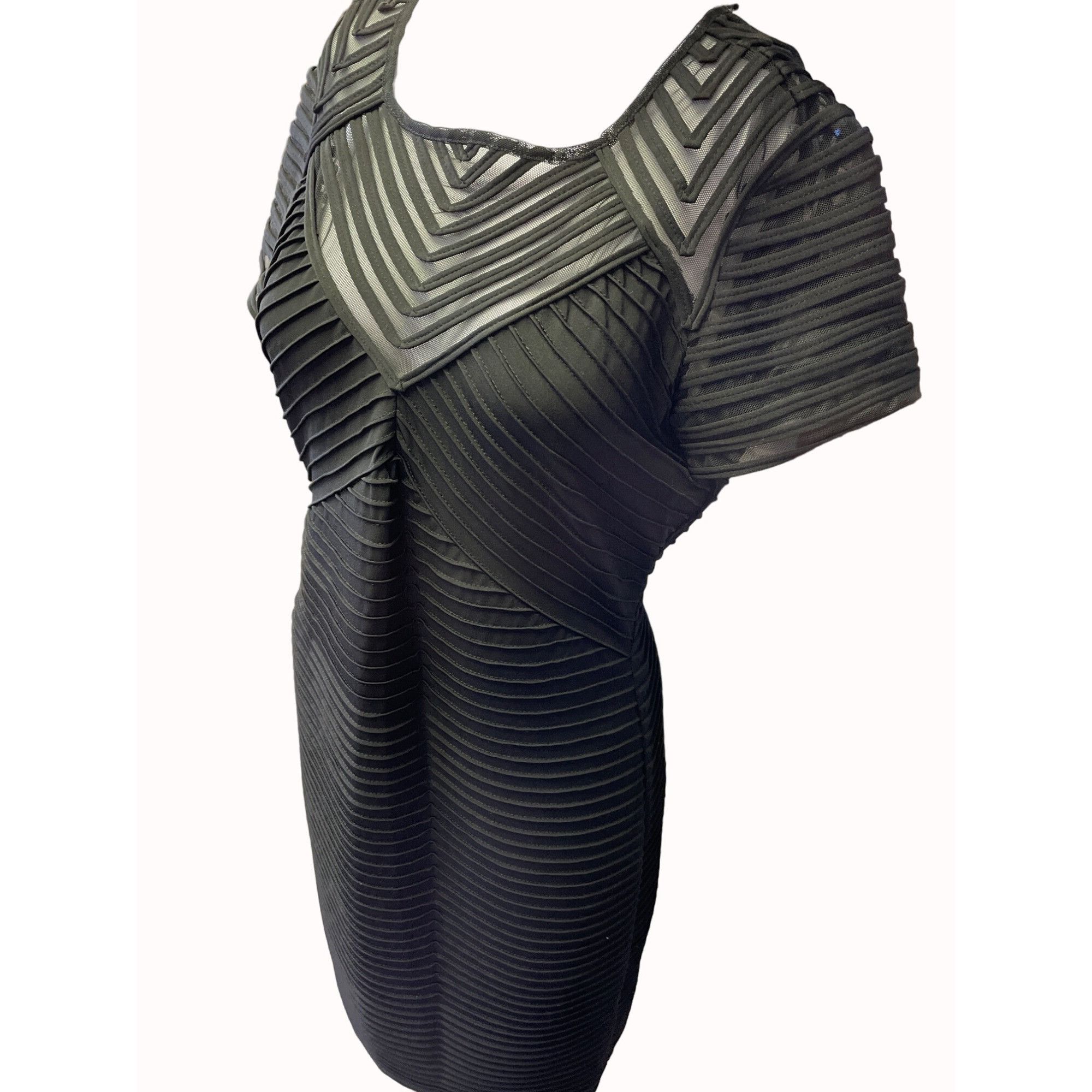 Calvin Klein Calvin Klein Women's Black Body Forming Dress/ Midi V Plunge Size L / US 10 / IT 46 - 2 Thumbnail