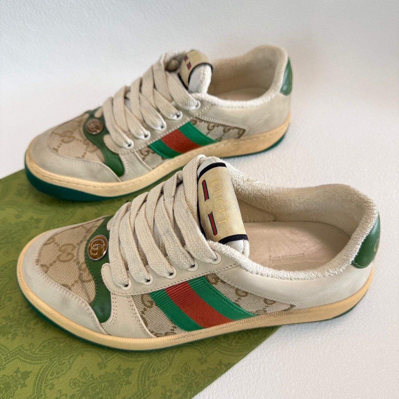 Gucci Gucci Distressed Orange Lowtop Sneakers us_6 Women Size US 6 / IT 36 - 1 Thumbnail