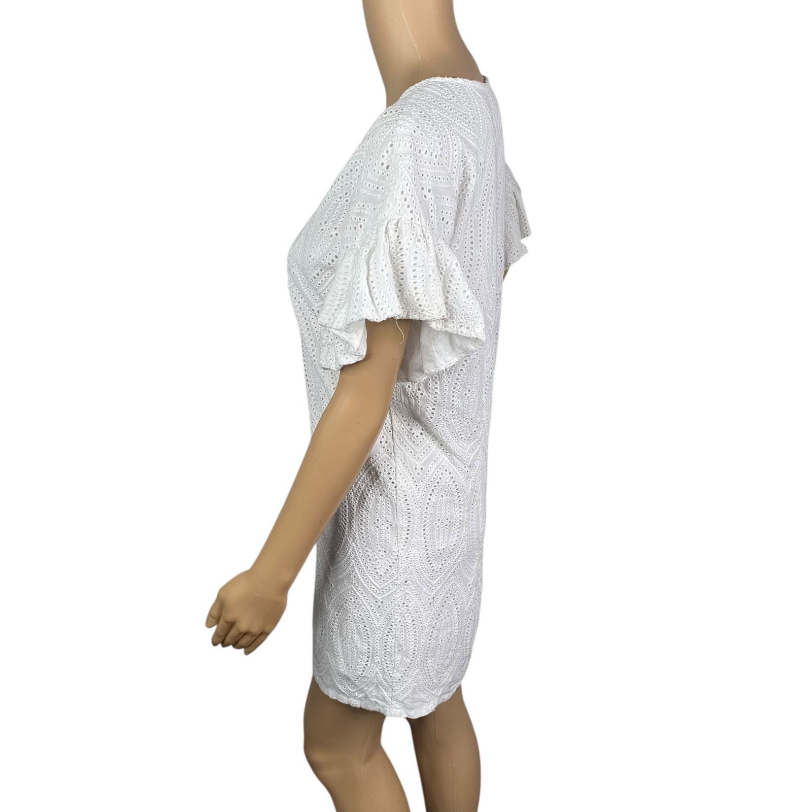 Marie Oliver Marie Oliver White Eyelet Ruffle Sleeve Shift Dress SZ XS Size XS / US 0-2 / IT 36-38 - 6 Thumbnail