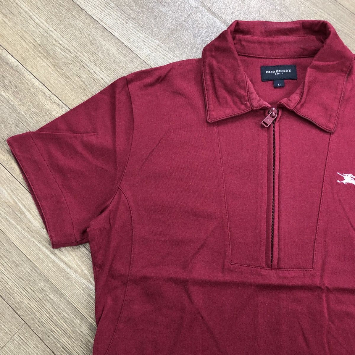 Vintage Burberry Golf Half Zip Maroon Polo Shirt Women