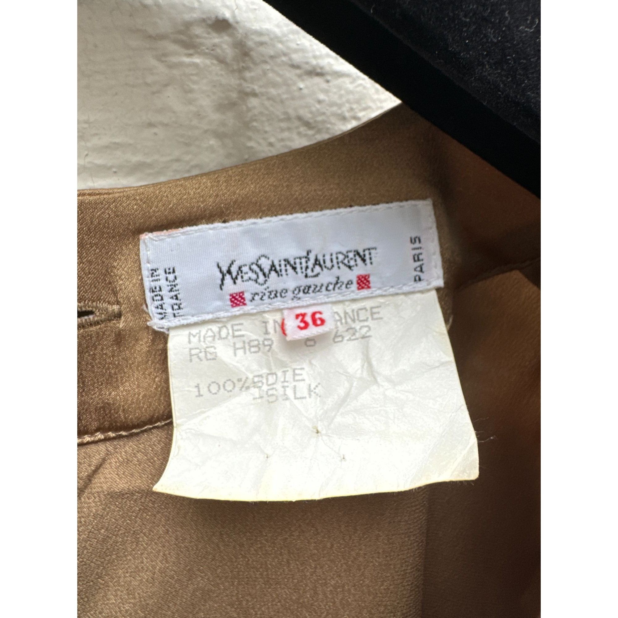 Yves Saint Laurent Gold Silk Long-Sleeve Top Size S / US 4 / IT 40 - 5 Thumbnail