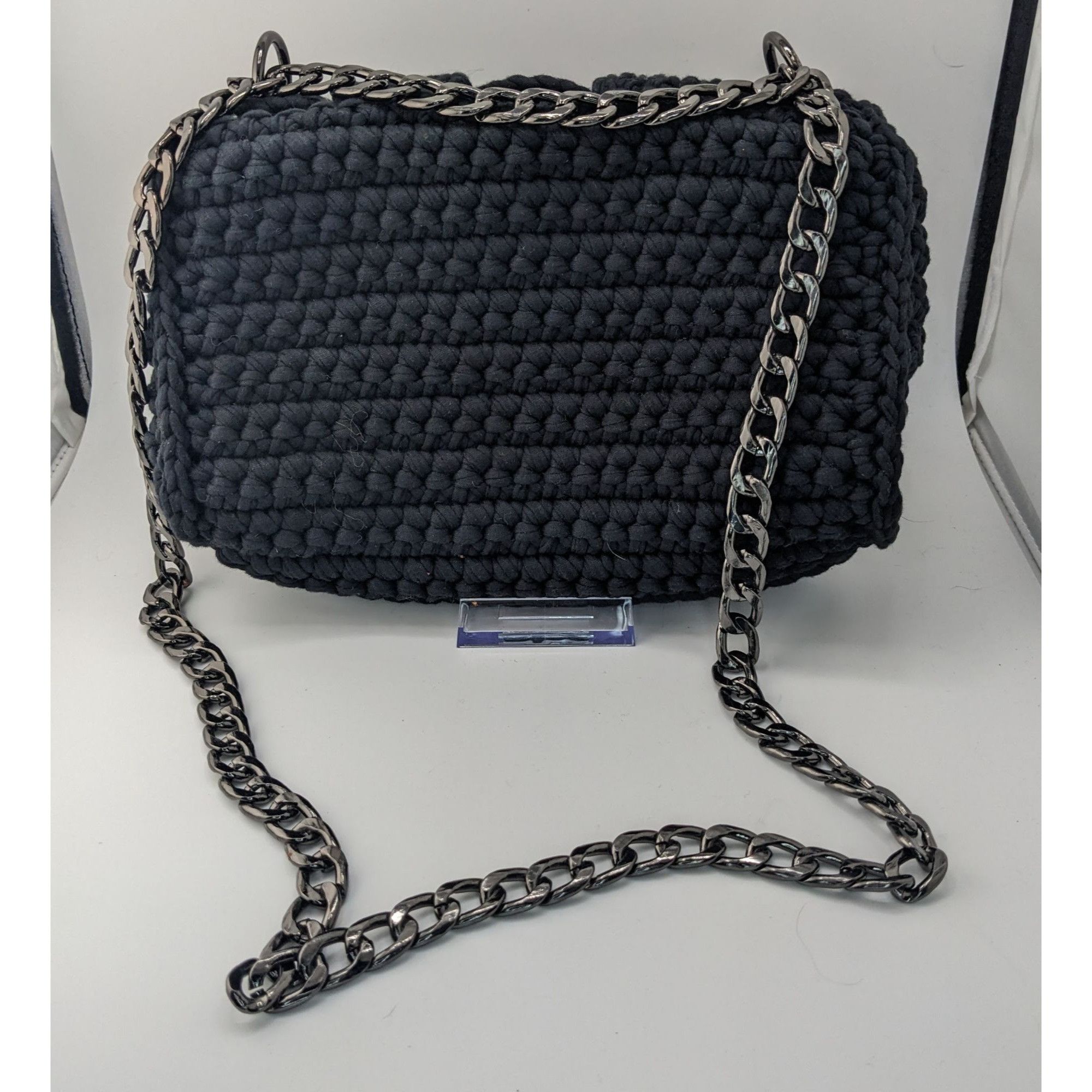 Other Handmade Black Knit Woven Shoulder Bag With Chain Strap & Ma Size ONE SIZE - 7 Thumbnail