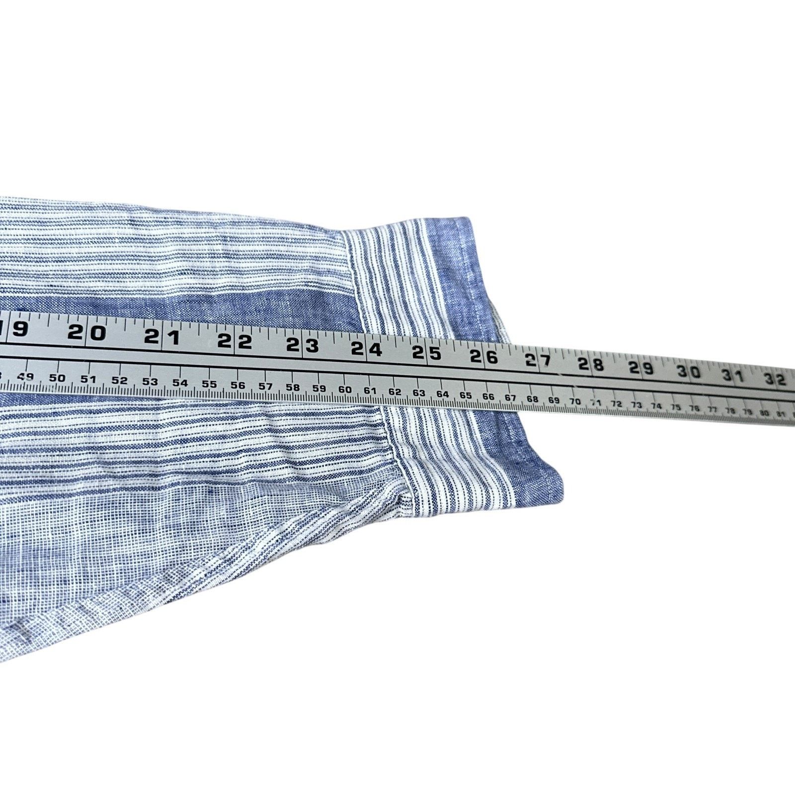 Brooks Brothers Brooks Brothers Linen Shirt Mens Large Blue Stripe Button Size US L / EU 52-54 / 3 - 8 Thumbnail