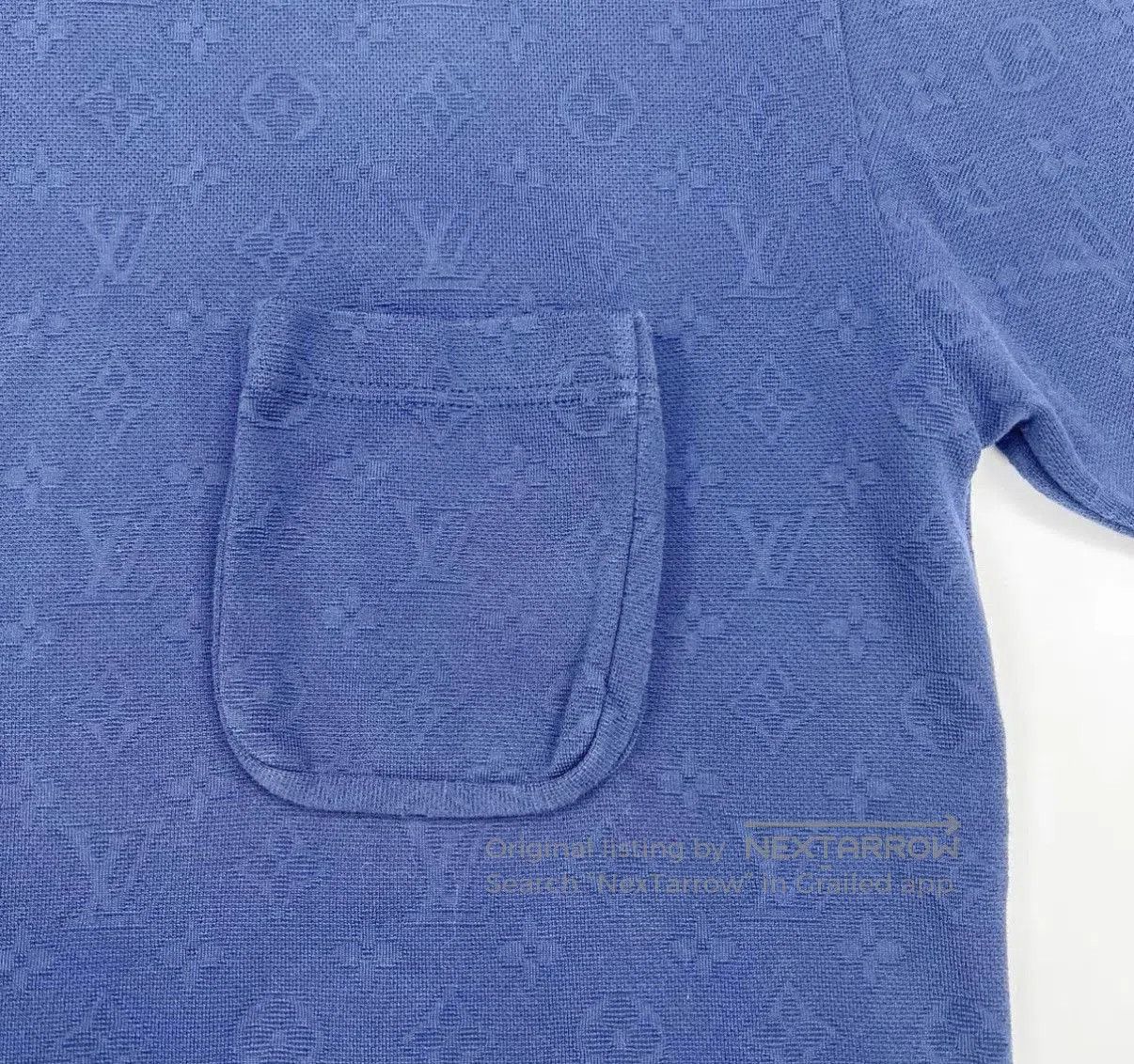 Louis Vuitton Blue Short-Sleeve Embossed Pattern T-Shirt with Pocket. Size US S / EU 44-46 / 1 - 5 Thumbnail