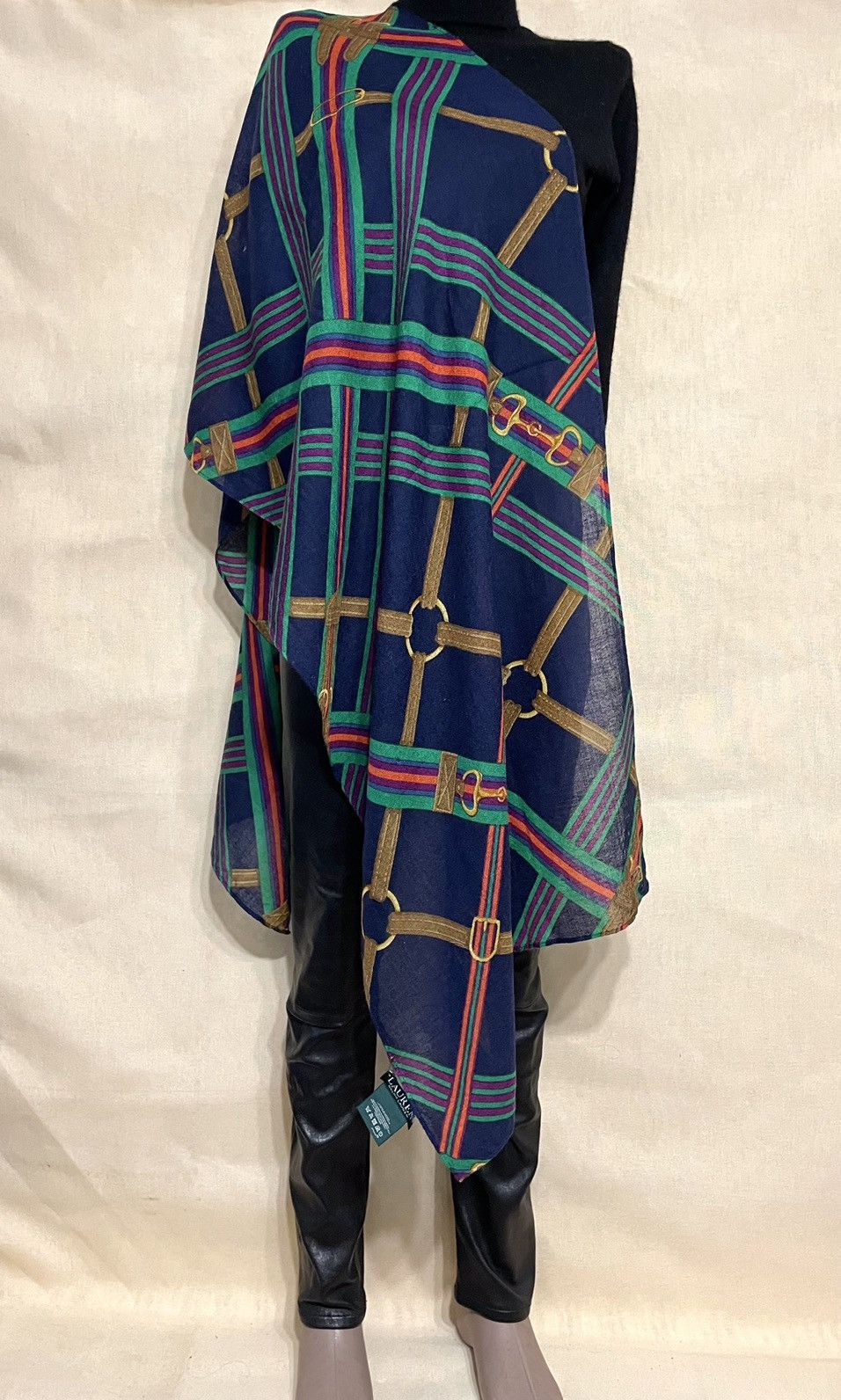 Lauren Ralph Lauren × Ralph Lauren Lauren Ralph Lauren chains navy wool scarf Size ONE SIZE - 1 Thumbnail