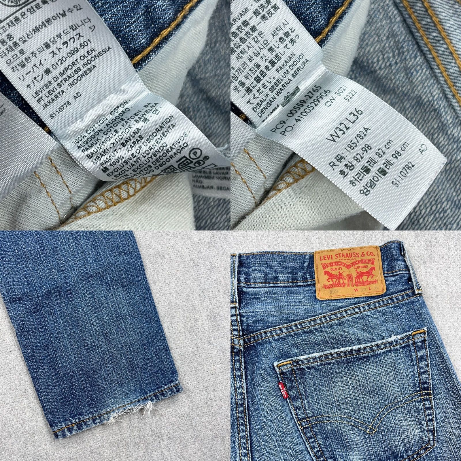 Levi's Levis 559 Jeans Men 32x33 Relaxed Fit Straight Leg Denim Blue 5-Pocket Regular Waist Belt Loops Logo Zipper Button Distressed Vintage: No Size US 32 / EU 48 - 9 Thumbnail