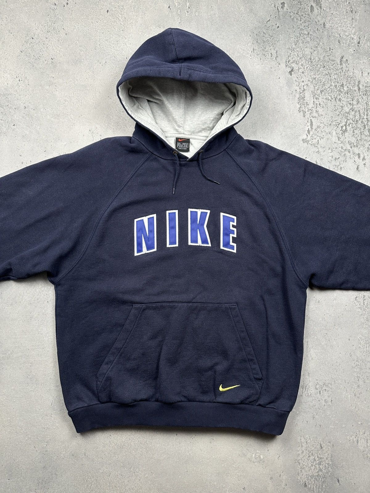 Nike Nike VTG Navy Hoodie Big Spellout Logo Pullover Sweatshirt Size US L / EU 52-54 / 3 - 2 Thumbnail