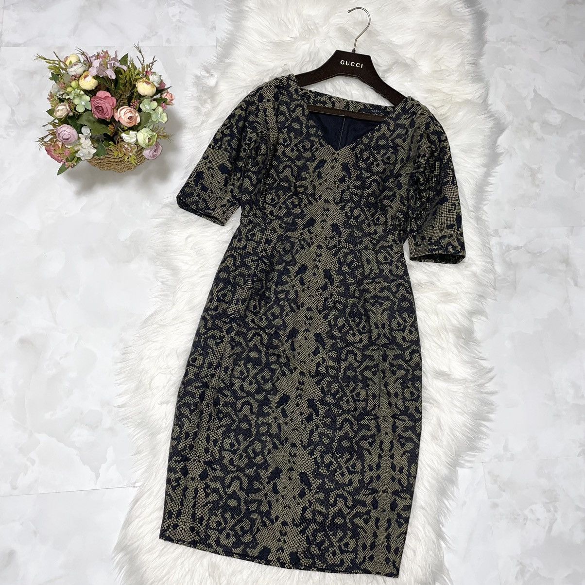 Gucci Gucci python pattern art design 5/8 sleeve dress 38 GUCCI Size XS / US 0-2 / IT 36-38 - 4 Thumbnail