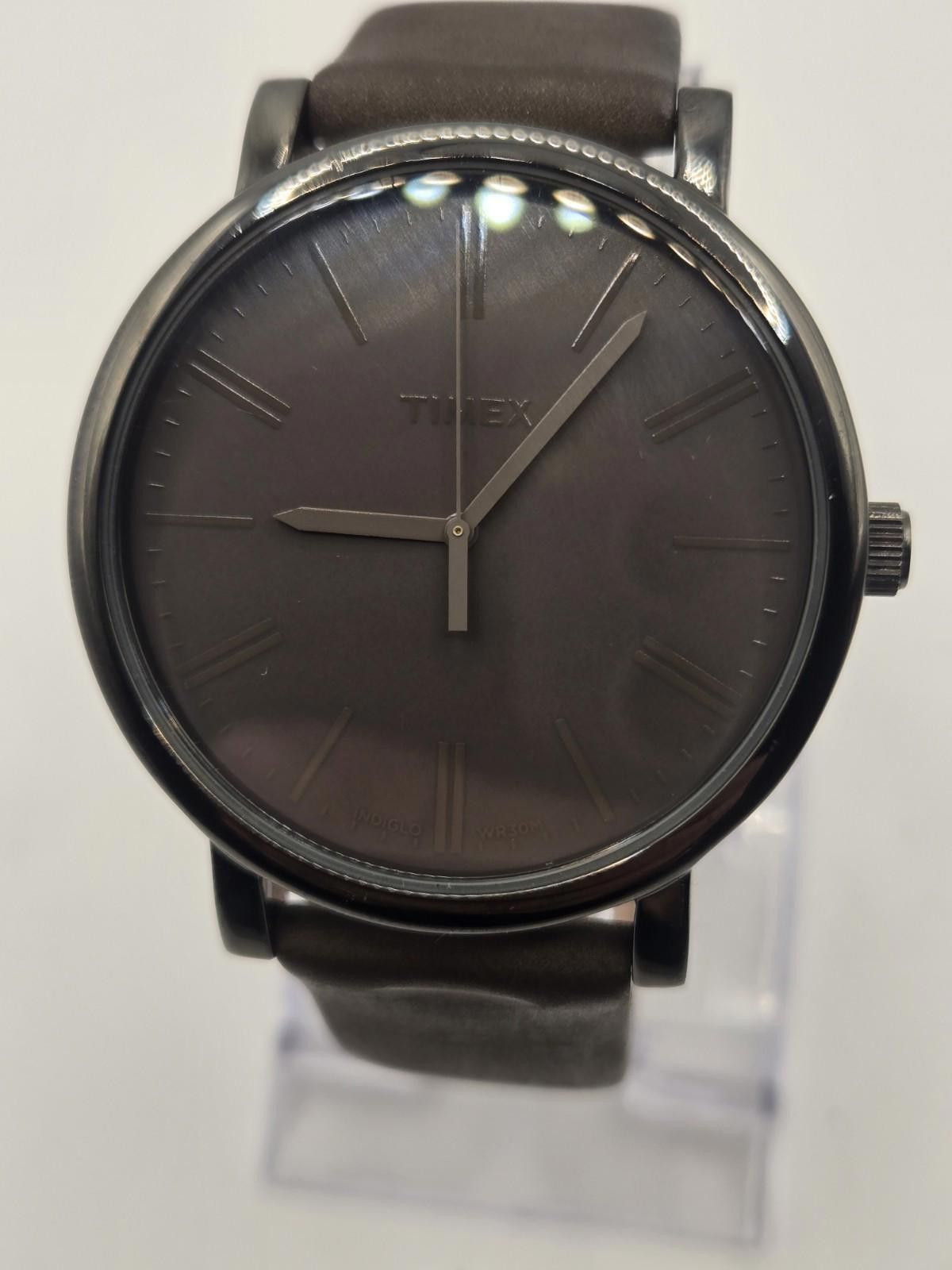Timex Men's Easy Reader T2N795 42Mm Grey Leather Watch