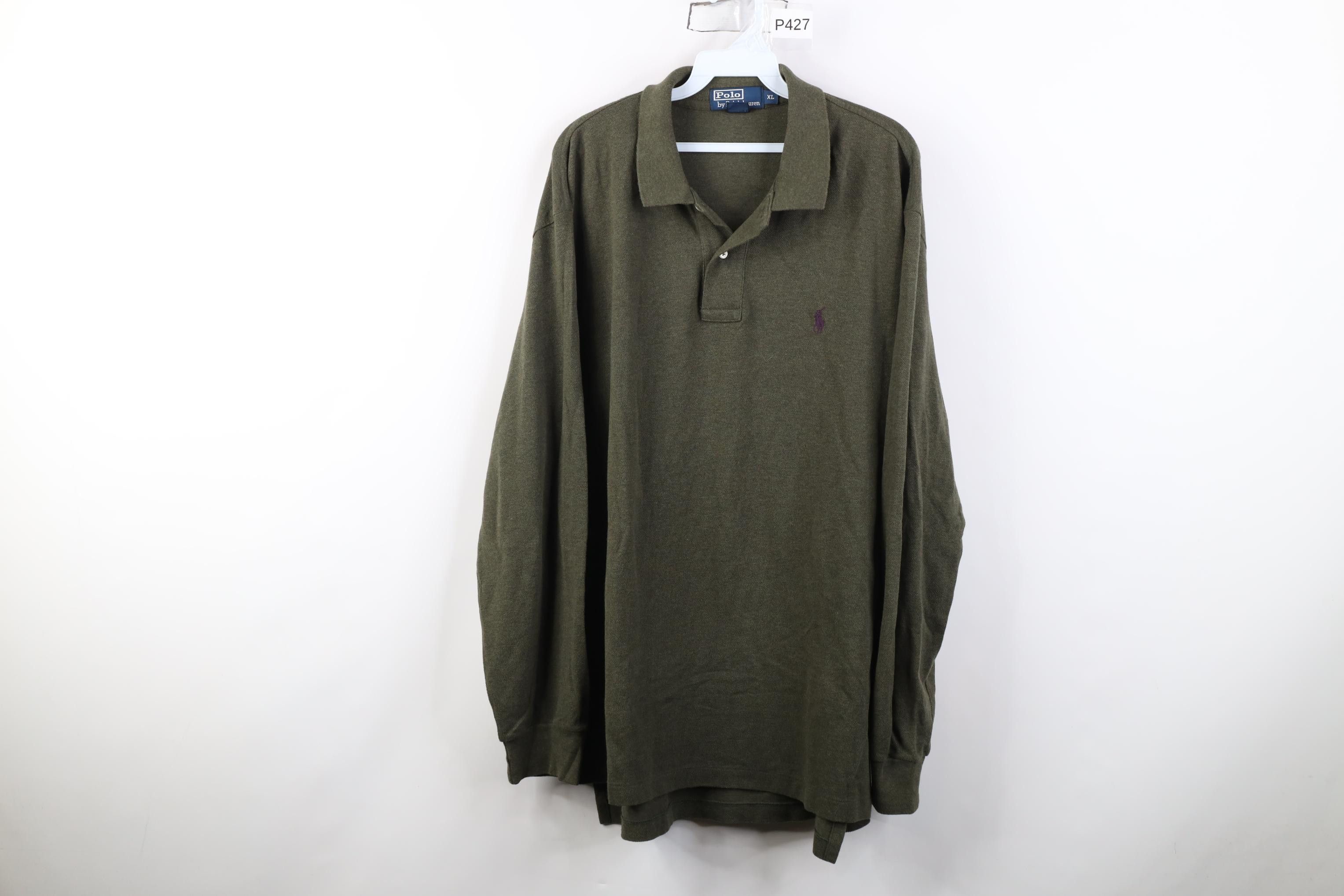 Polo Ralph Lauren Vintage 90s Ralph Lauren Long Sleeve Rugby Polo Green USA Size US XL / EU 56 / 4 - 1 Thumbnail
