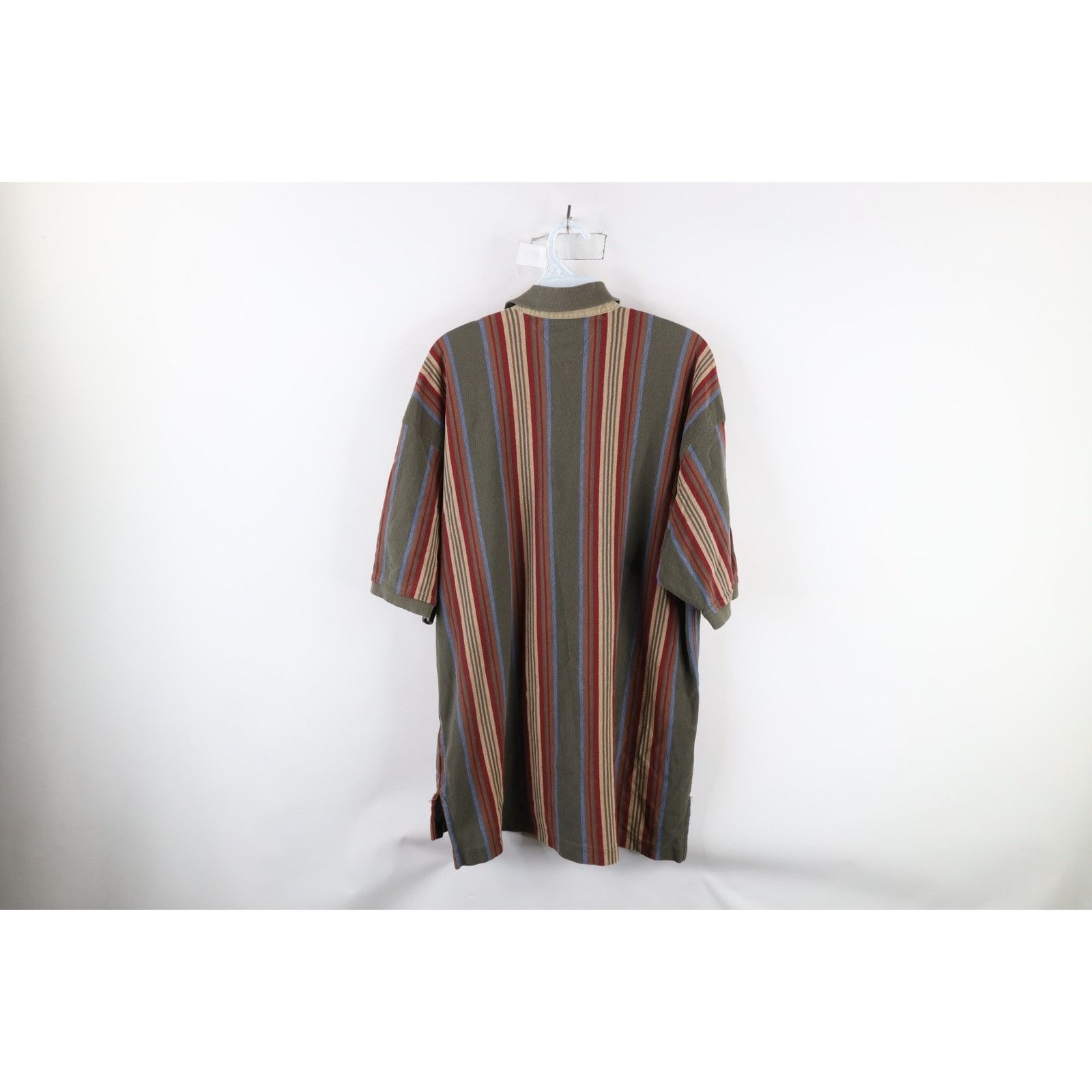 Tommy Hilfiger × Vintage Vintage 90s Tommy Hilfiger Distressed Rainbow Striped Polo Size US XL / EU 56 / 4 - 10 Thumbnail