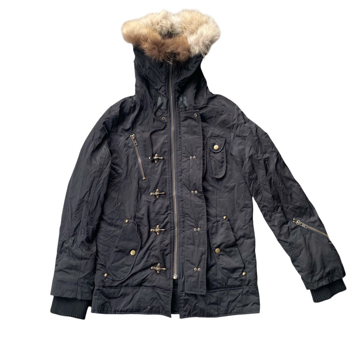 If Six Was Nine Round Trip Bondage Studded Jacket w/ Fur Hoodie Size US L / EU 52-54 / 3 - 4 Thumbnail
