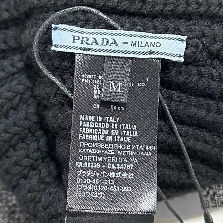 Prada PRADA triangle gold logo black knit beanie Size ONE SIZE - 4 Thumbnail