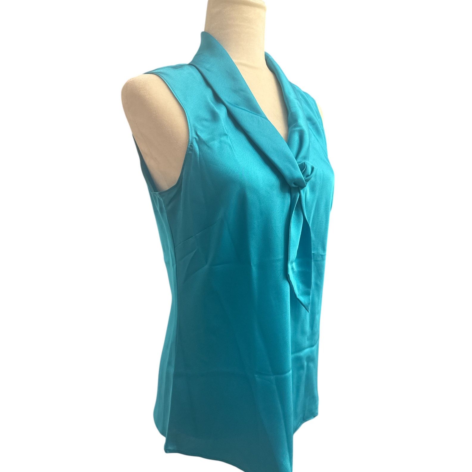 Elie Tahari TAHARI Womens Separate Blue Tie-Neck Sleeveless Blouse PS Size S / US 4 / IT 40 - 4 Thumbnail