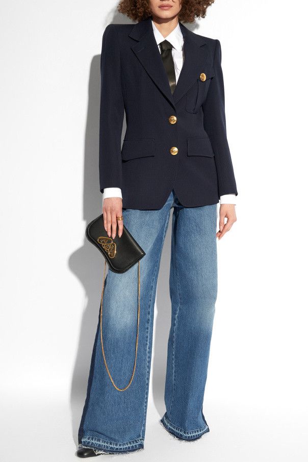 Alexander McQueen o1s22i1n1024 Contrasting Wide Leg Jeans in Blue Size 27" / US 4 / IT 40 - 2 Thumbnail