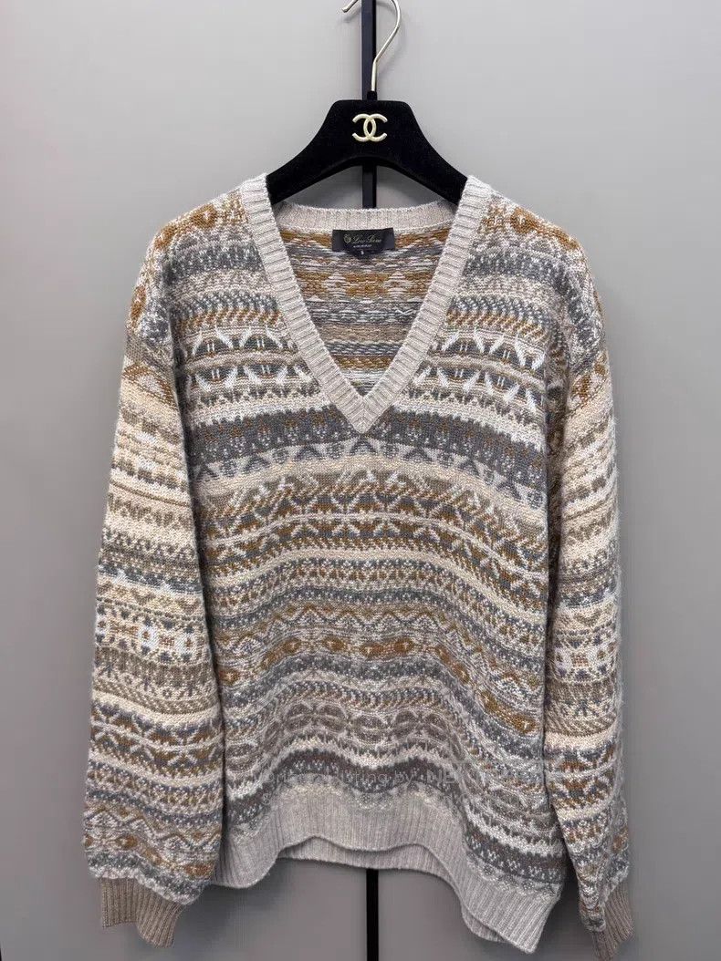 Loro Piana Loro Piana Fair Isle Cashmere V Neck Sweater Size S / US 4 / IT 40 - 1 Thumbnail