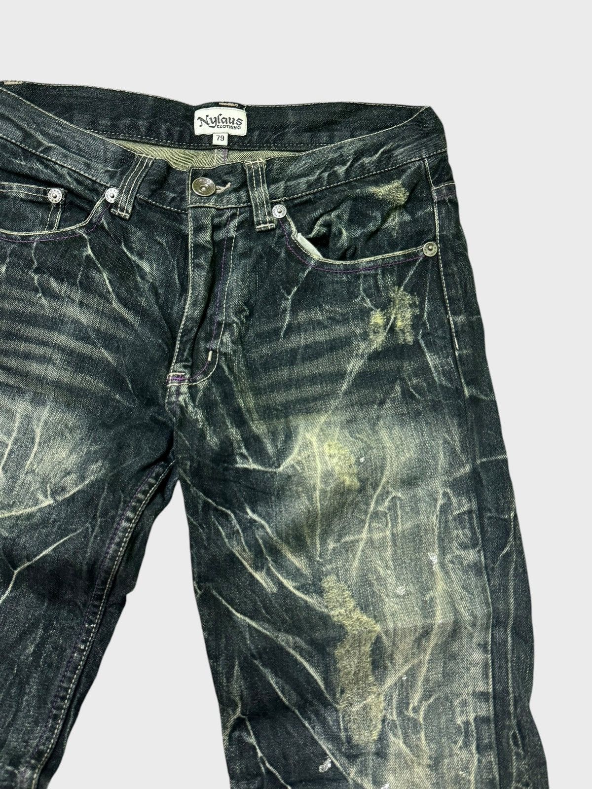 Hysteric Glamour × Japanese Brand NYLAUS JEANS Acid Wash Paint Splash Distressed Jeans Size US 30 / EU 46 - 5 Thumbnail