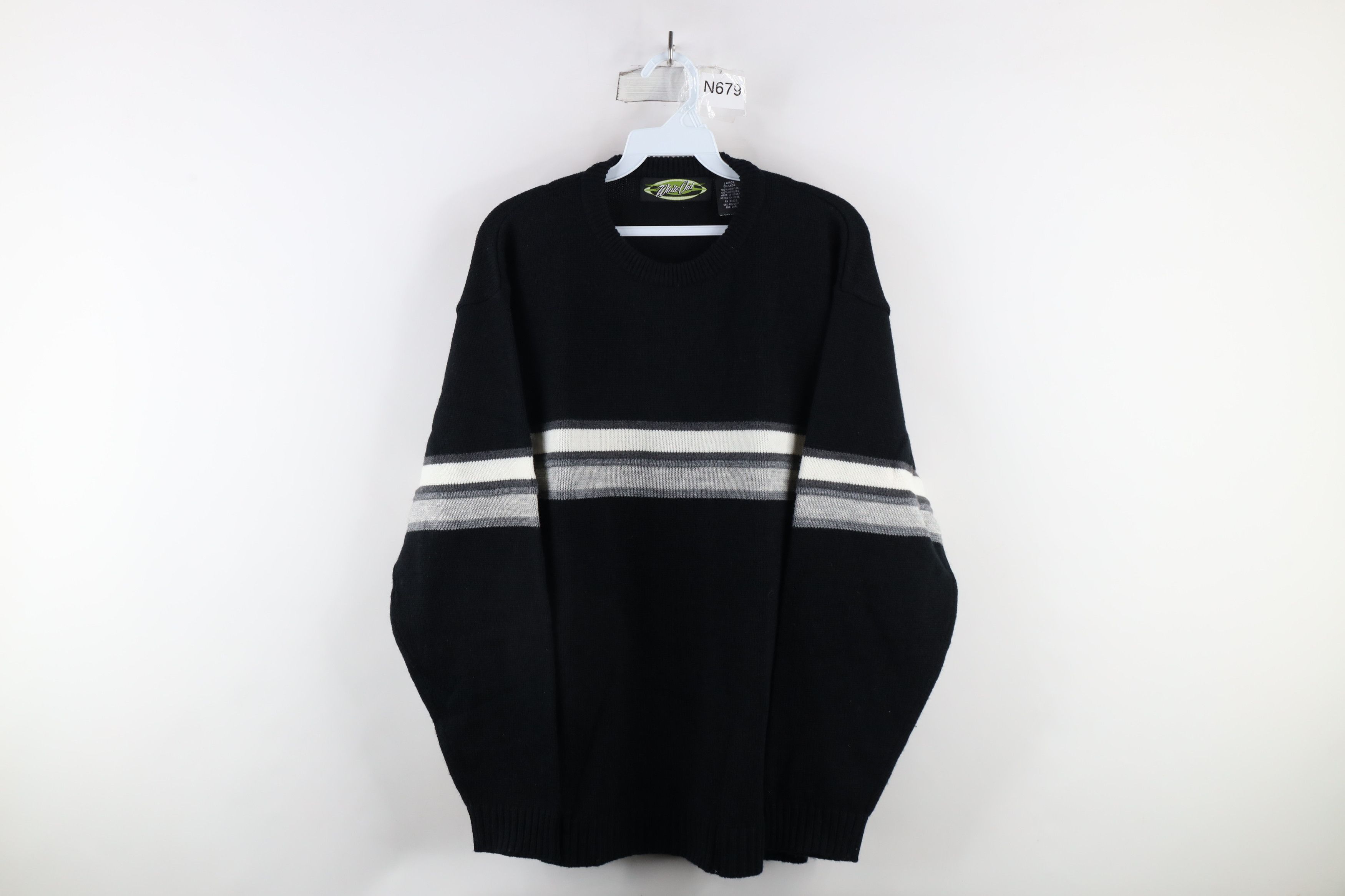 Vintage Vintage 90s Streetwear Block Knit Crewneck Sweater Size US L / EU 52-54 / 3 - 1 Thumbnail