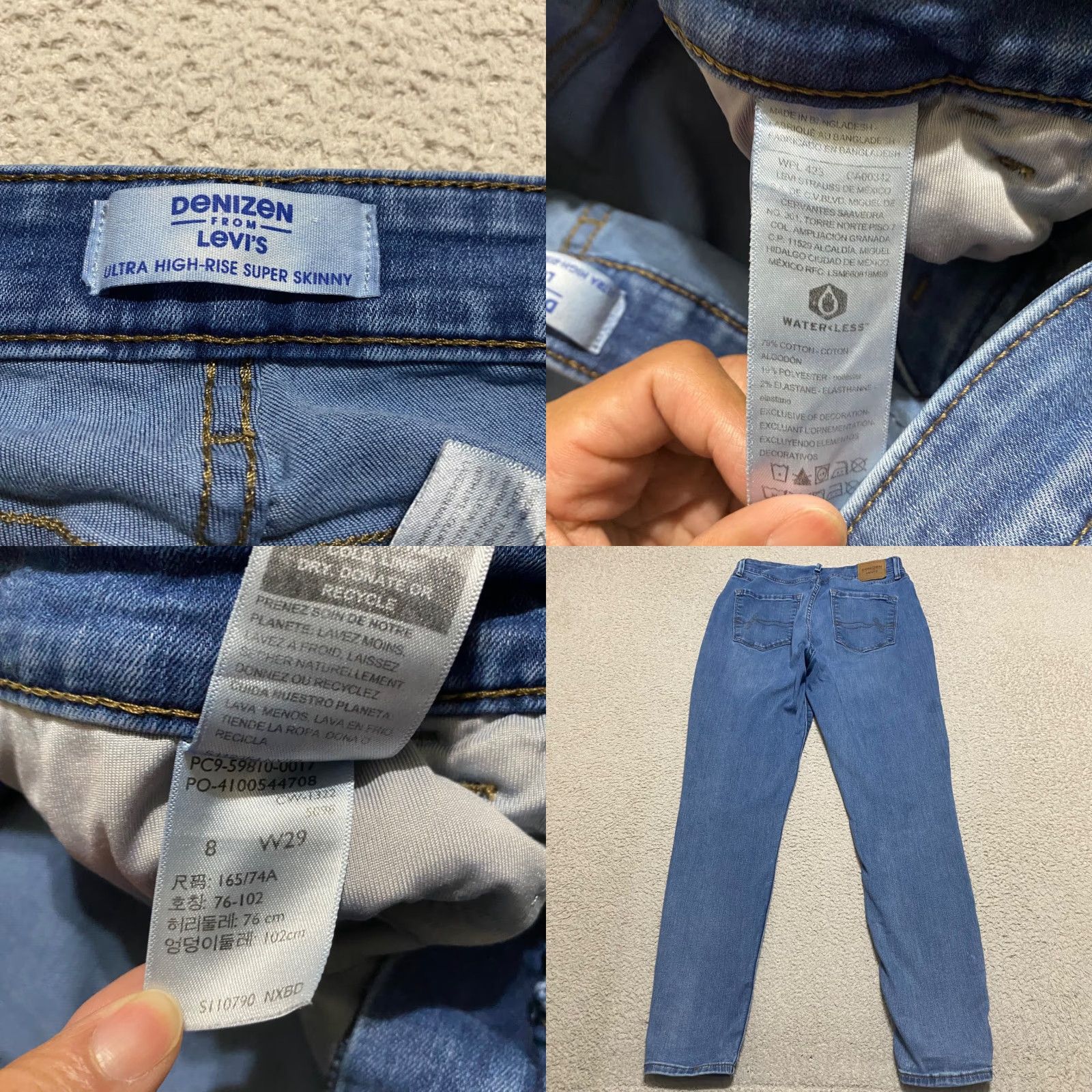 Denizen DENIZEN Jeans Womens 27 Blue Denim Dark Wash High Rise Skinny 5-Pocket Regular Stretch Size 27" / US 4 / IT 40 - 8 Thumbnail