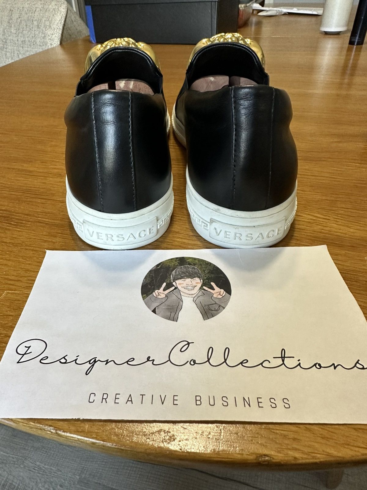 Versace VERSACE White Leather Palazzo Medusa Slip On Sneakers Size US 7.5 / EU 40-41 - 5 Thumbnail